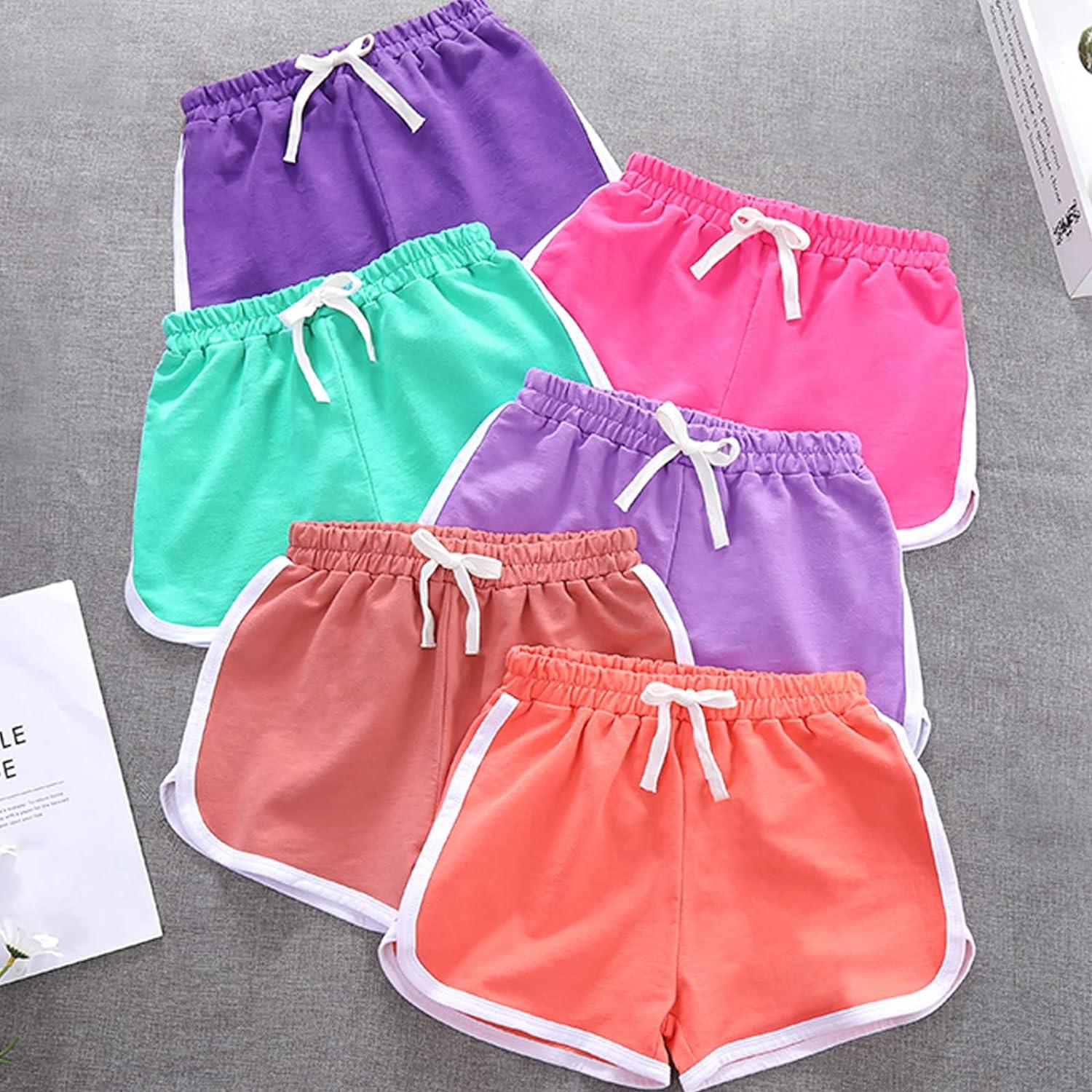  3 Pack Little Big Girls Running Athletic Cotton Shorts