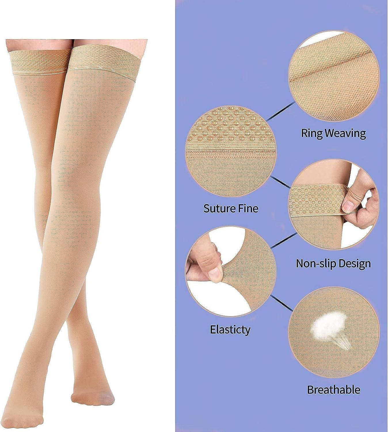 Graduated Compression Stockings Knee High Womens Beige Closed Toe