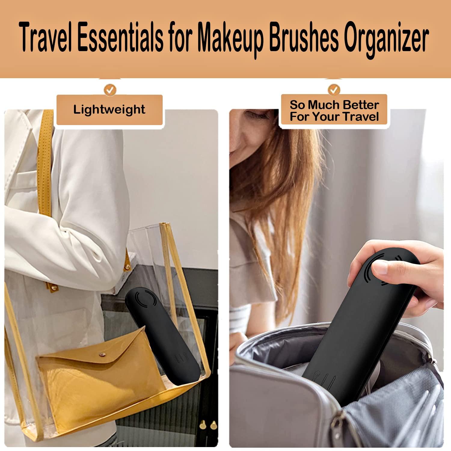 NEW Silicone Makeup Brush Holder Waterproof Travel Case Strong Magnetic  Beige