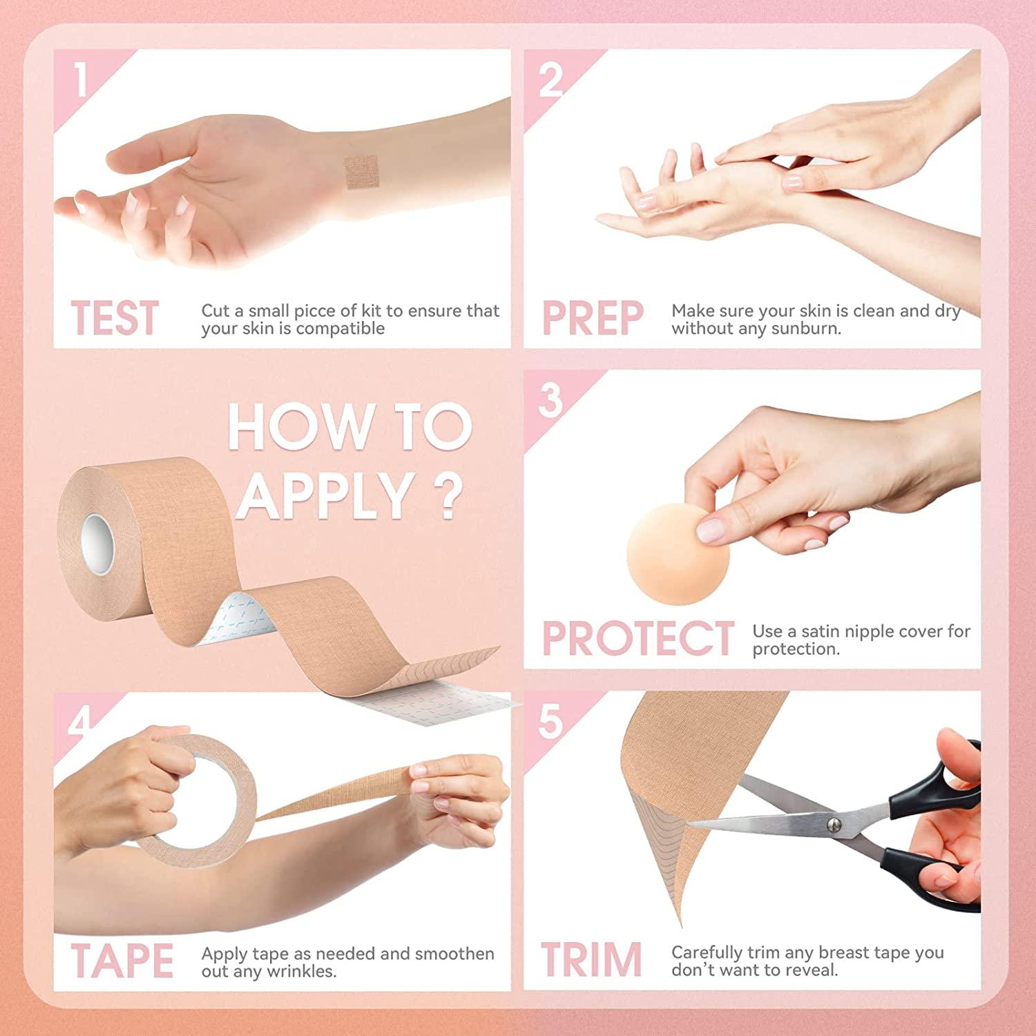 Boob Tape, Breast Lift Tape Strips for Contour Lift & Fashion | Boobytape  Bra Alternative of Breasts | Body Tape for Lift Push up in All Clothing