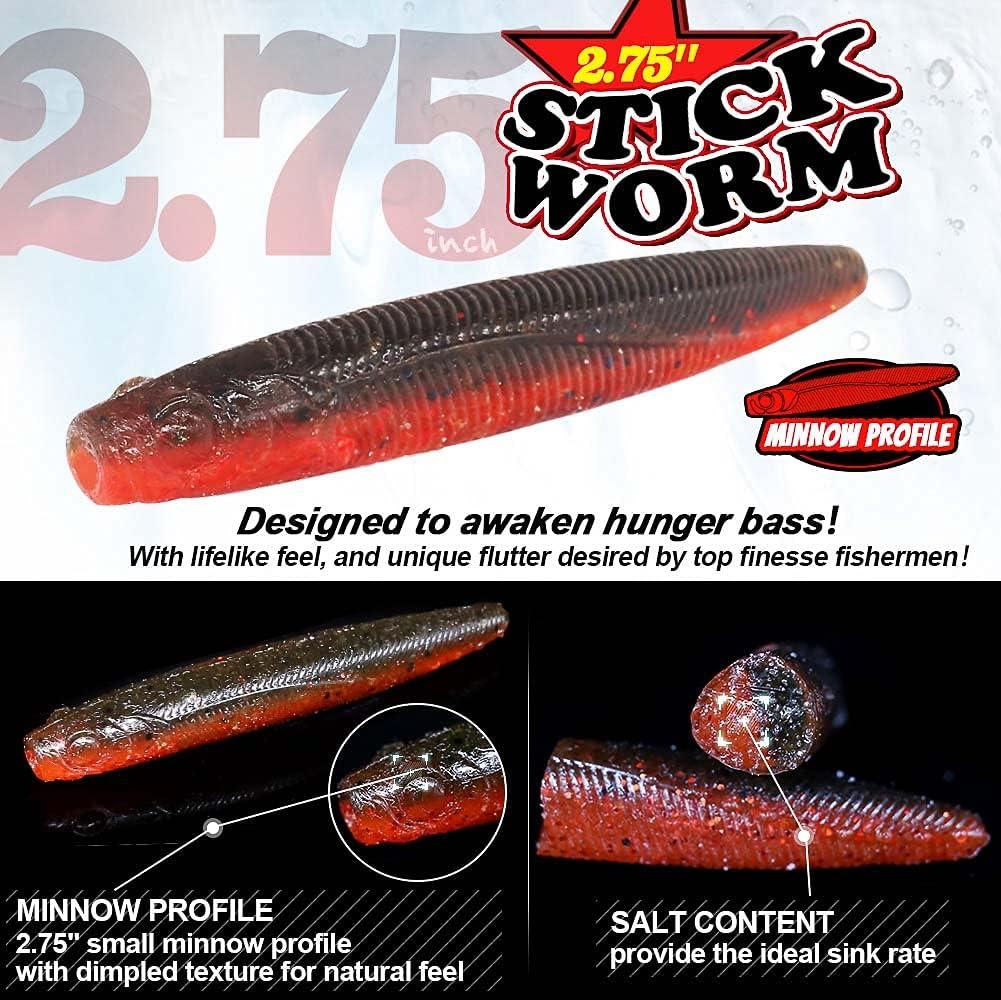 Ned-Rig-Kit-Finesse-Baits-Soft-Plastic-Worms-Fising-Lure for Bass Stick  Swimbait Minnow Crawfish Lures Shroom Ned Jig Head Kit 35-Piece 2.75'' #01  Stick Worms Ned Rig Kit