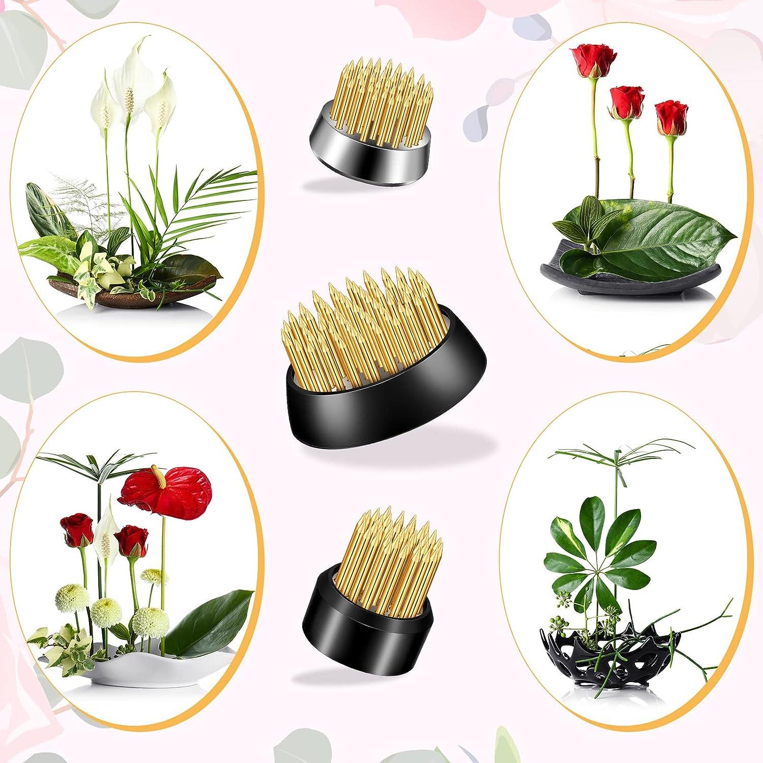 12 Pieces Flower Frogs for Arrangements Round Flower Arranger Floral Pin  Holder Fixed Tools Japanese Flower Holder for Vase Ikebana Decoration  Supplies Gold (0.91 Inch 1.02 Inch 1.34 Inch)