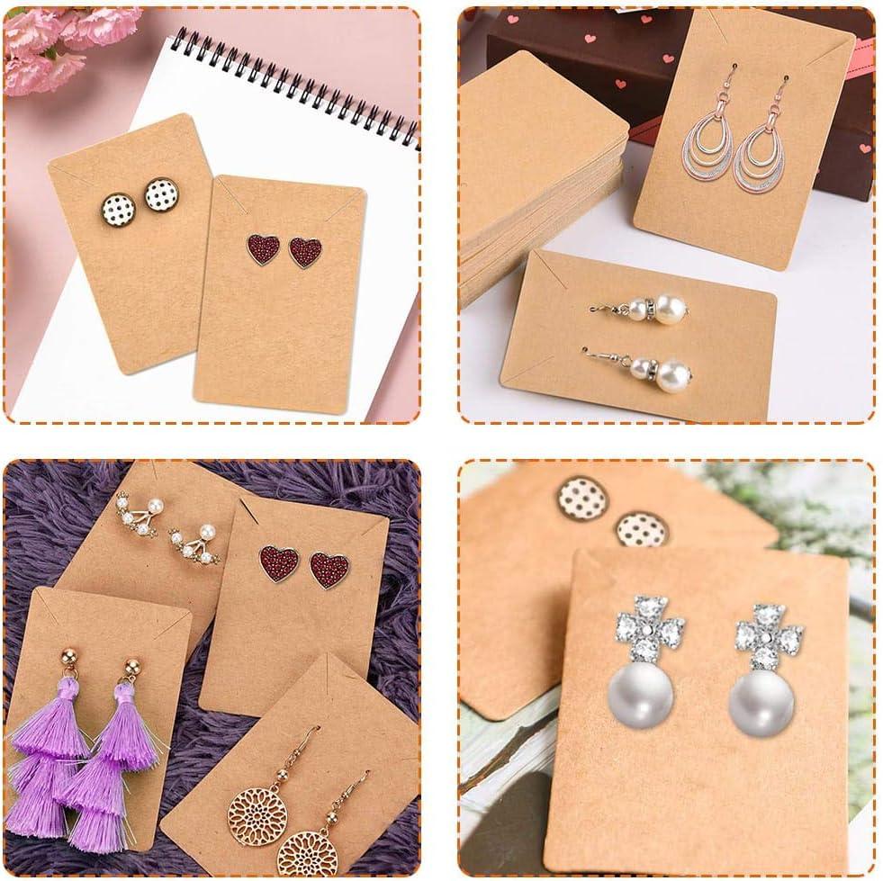 Twavang Pink Earring Cards for Selling Set with 100Pcs Earring Display Cards,  200 Pcs Earring Backs and 100Pcs Jewelry Packaging Bag for Earrings Necklace  Jewelry Display (3.5 x 2.3 Inches)