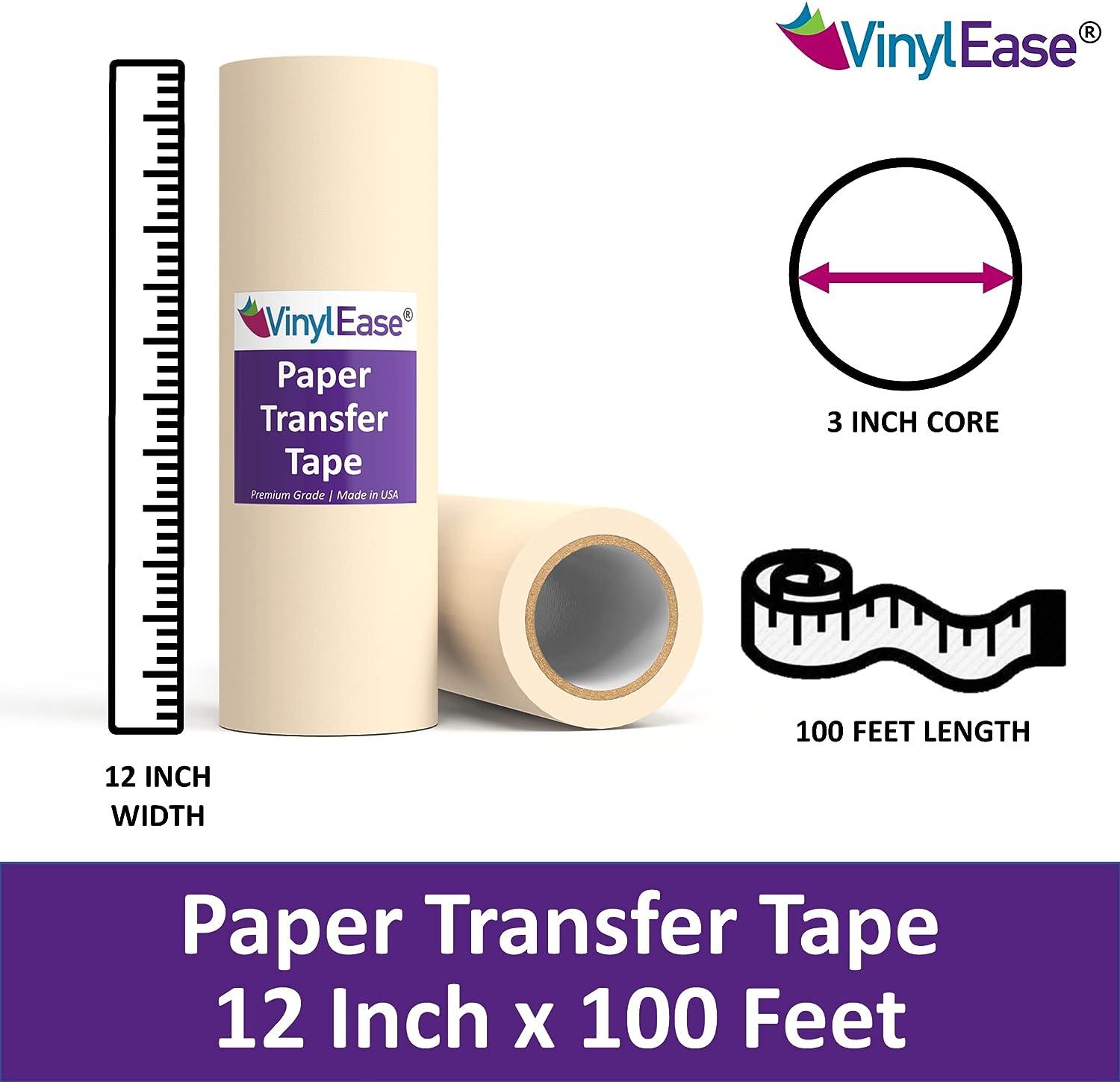  Vinyl Ease 12inch x 100 feet roll of Paper Transfer Tape with a  Medium to High Tack Layflat Adhesive. Works with a Variety of Vinyl. Great  for Decals, Signs, Wall Words