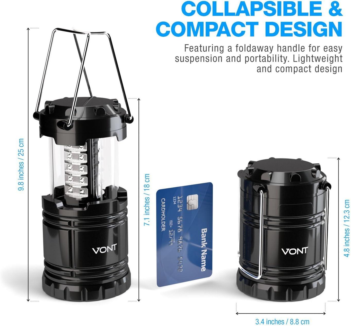 Etekcity 4 Pack Portable LED Camping Lantern with 12 AA Batteries