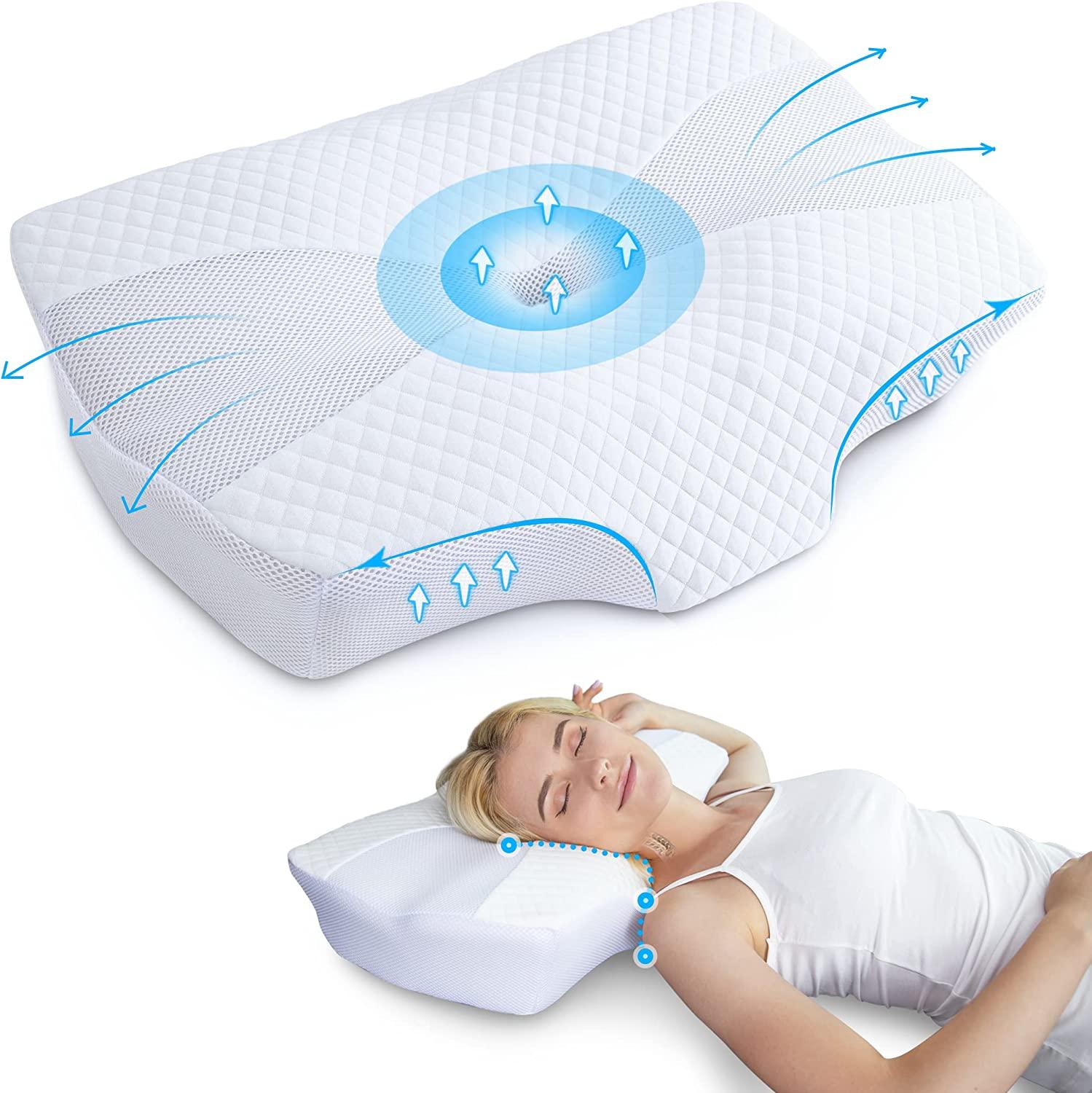 Ergonomic Memory Foam Neck Pillow For Cervical Traction And Pain