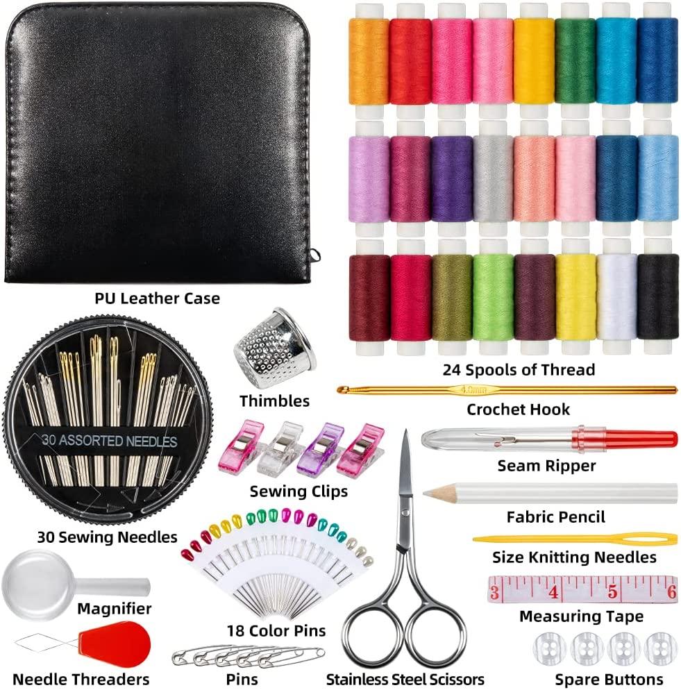 Sewing Kit For Adults And Kids - Beginner Friendly Set W/ Multicolor  Thread, Needles, Scissors, Thimble And Clips - Everyday, Emergency Travel  Sewin