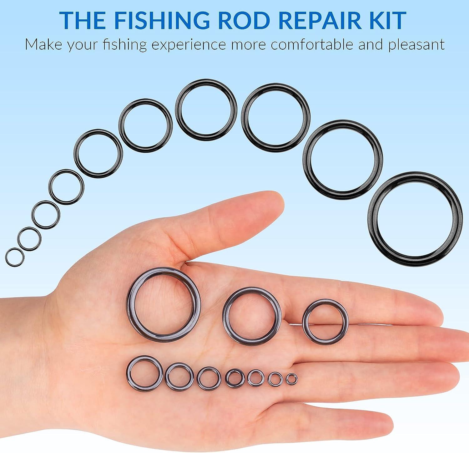 5Pcs Fishing Rod Guides Tips Top Stainless Steel Building Repair Eye  Ceramic Rings Kit Saltwater and Freshwater Fishing 8~16#