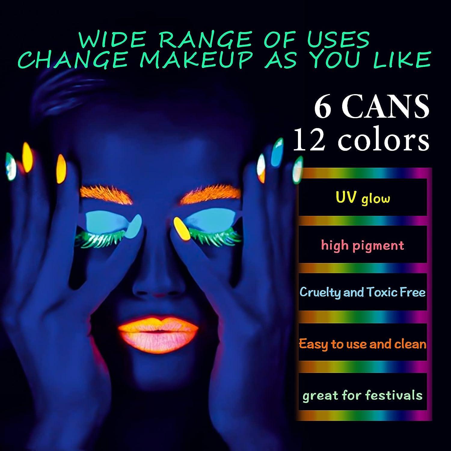 Water Activated Eyeliner, UV Glow Neon Cake Paint, 12 Bright Color Hydra  Eye Liner,UV Glow Blacklight Luminous Body Face Makeup Paint, Costume