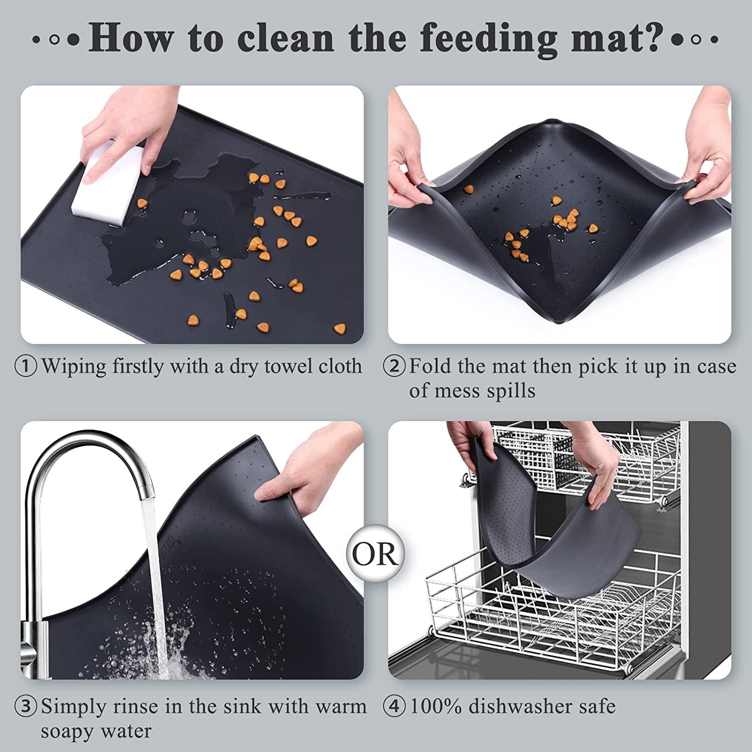 Vivaglory Pet Food Mat 24 L x 16 W or 19 L x 12 W, Waterproof Non- –  VIVAGLORY