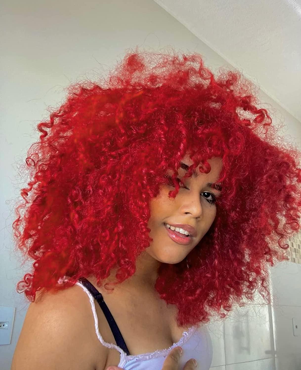 Big Afro Wig for Black Women, Wine Red Afro Wigs Large Bouncy and Soft  Natural Looking Hair, Short Afro Kinky Curly Premium Synthetic Wig（Wine Red）
