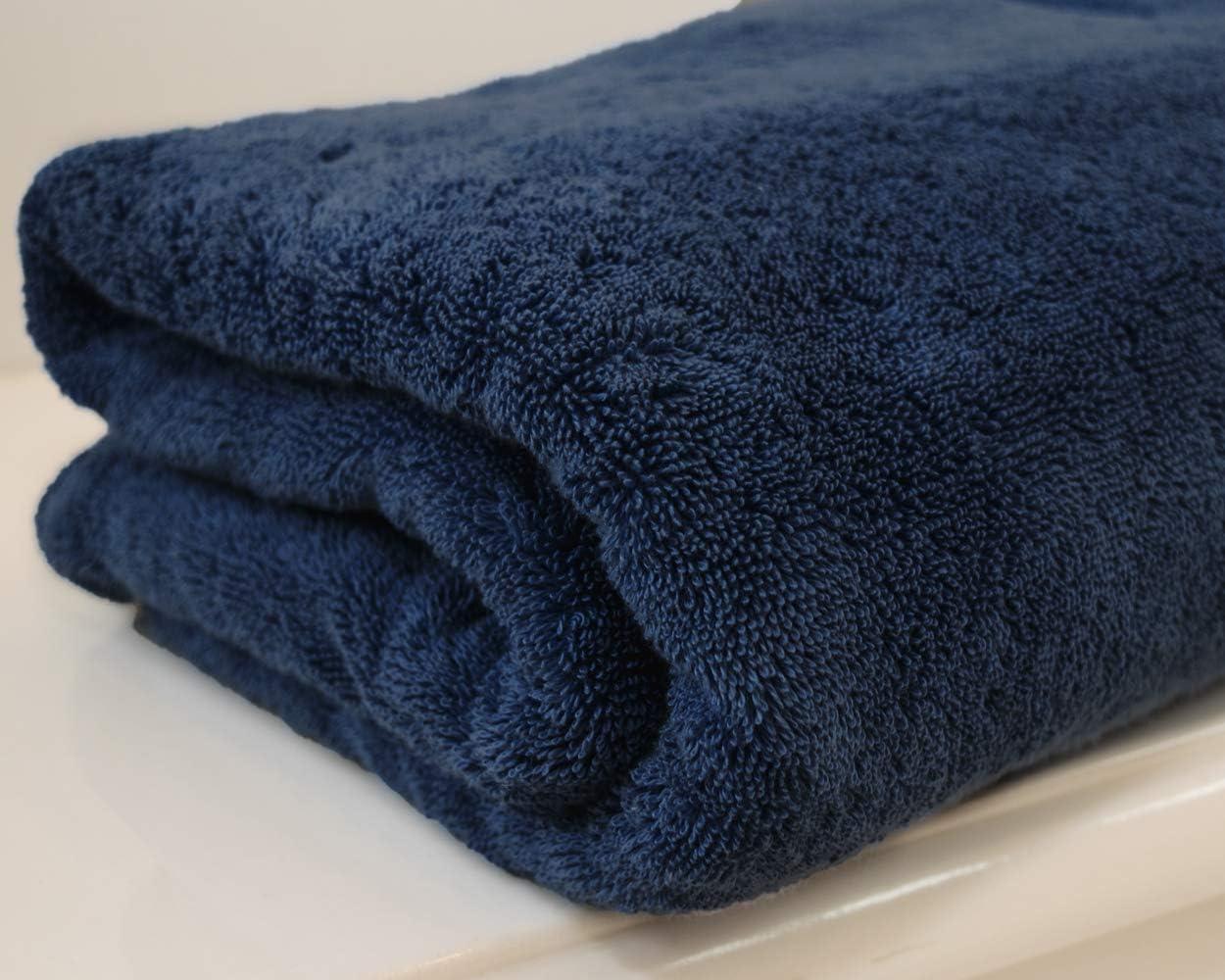 ECOEXISTENCE NAVY BLUE SOLID FLUFFY COTTON BATH,HAND TOWEL OR 4 WASHCLOTHS