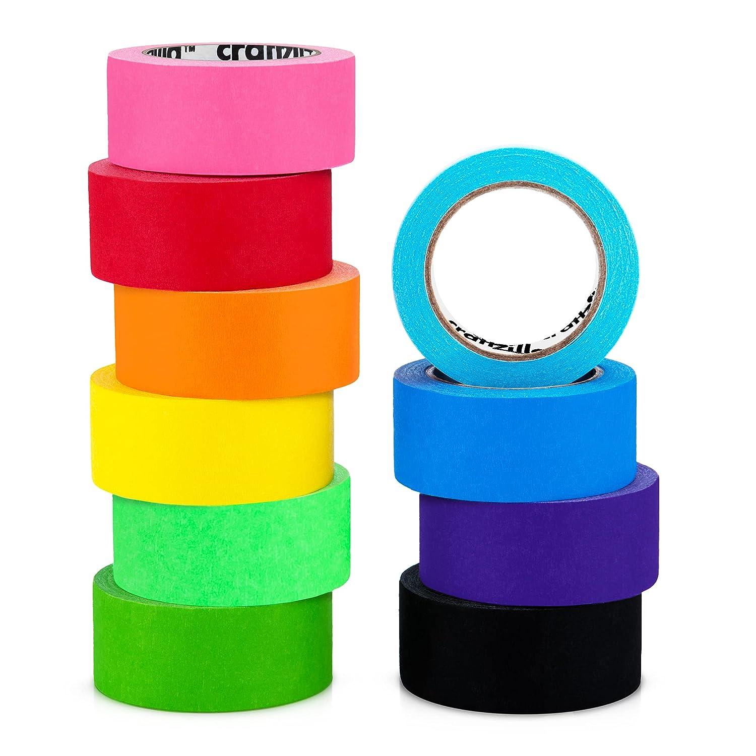  Craftzilla Colored Masking Tape - 11 Rolls, 55 yd x 1 in Each  Tape - 1,815 Feet x 1 Inch of Colorful Craft Tape - Vibrant Rainbow Color  Teacher Tape –