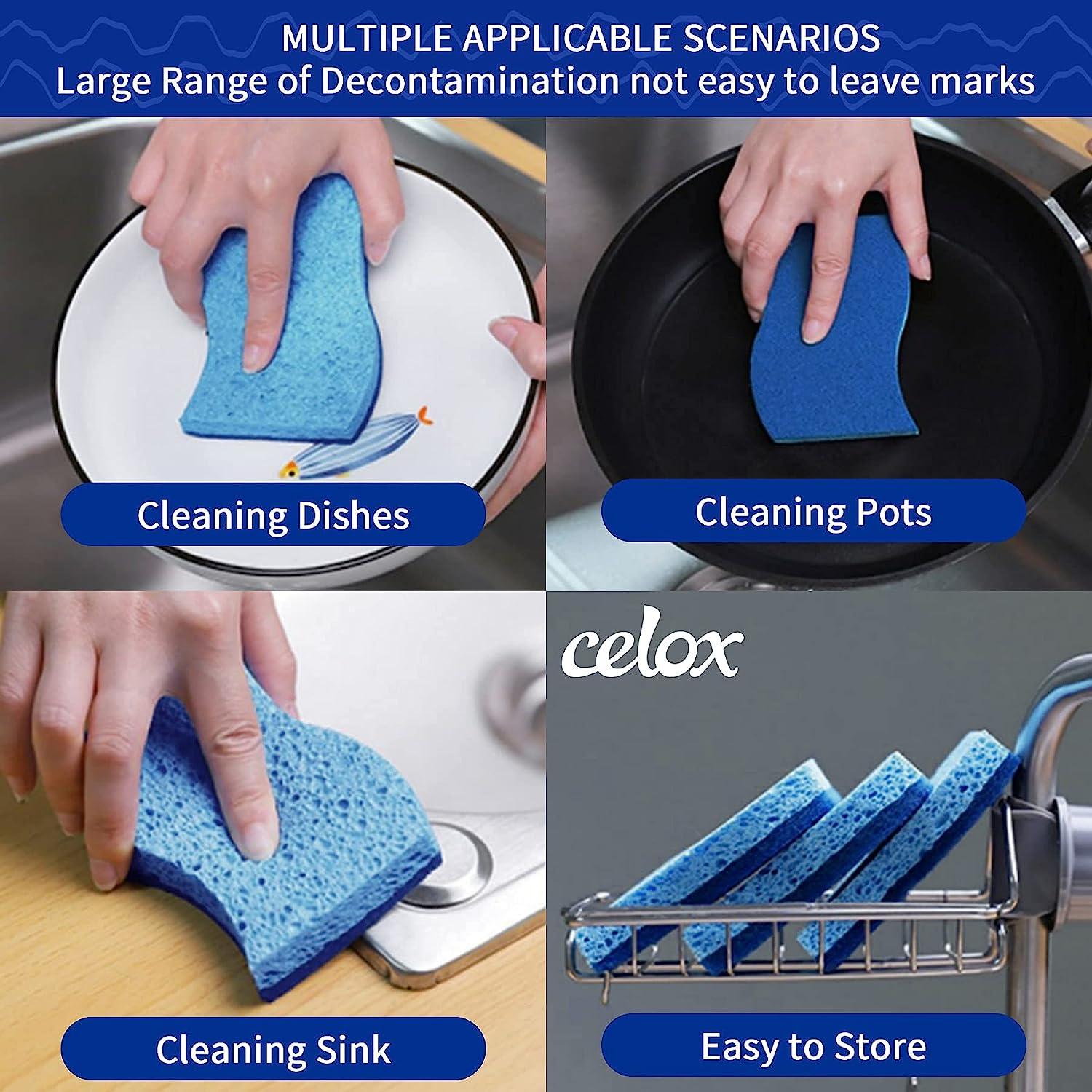 CELOX 12 Pack Non-Scratch Dish Sponge, Dual Sided Kitchen Sponges for ...