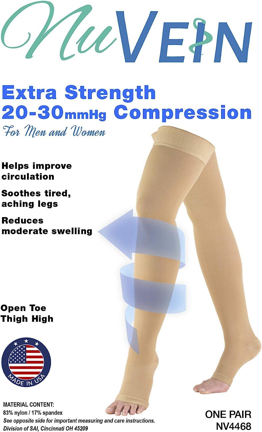 1Pair Women Men 20-30 mmHg Support Open Toe Thigh High Compression