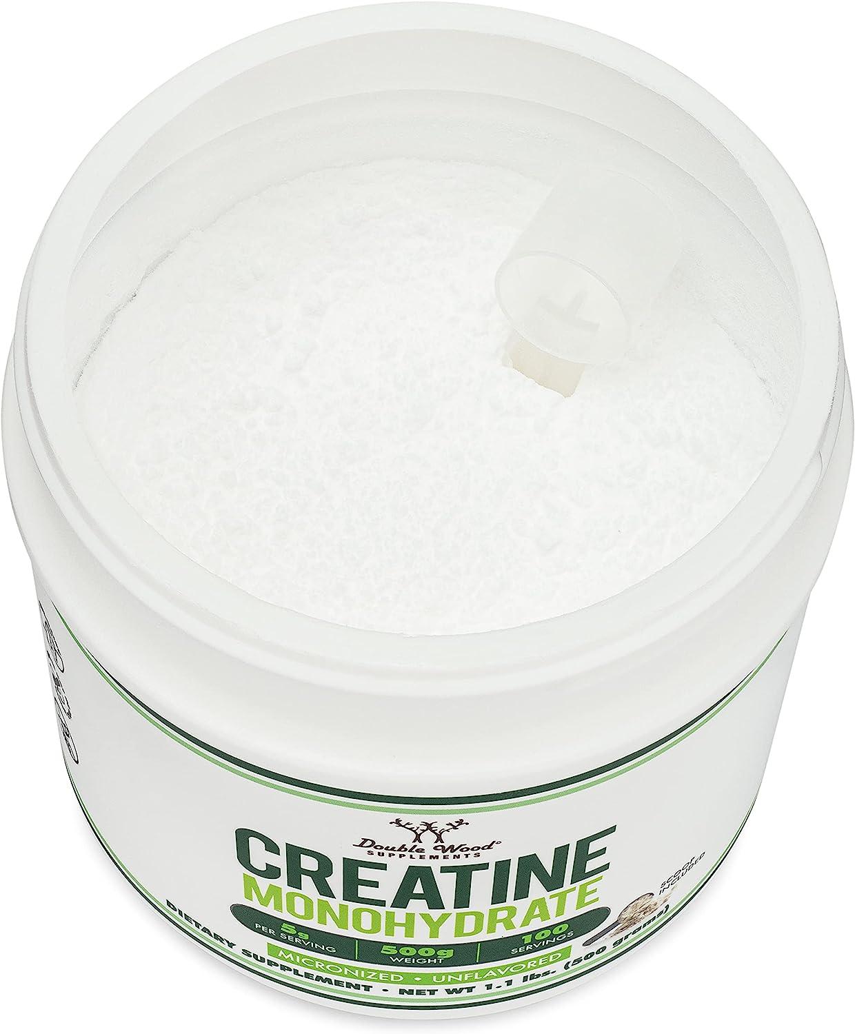 Creatine Monohydrate Powder 1.1lbs (100 Servings of 5 Grams Each - Third  Party Tested Micronized Creatine Powder) Unflavored, Keto, Vegan Friendly  (with Scoop)(Creatina Monohidratada) by Double Wood