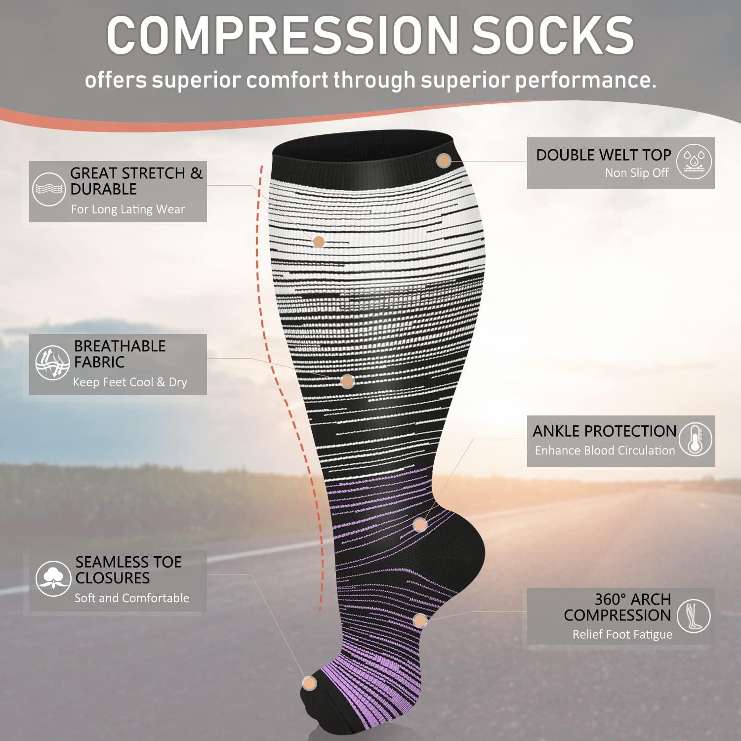 3 Pair Best Compression Socks for All Sports Support Stockings