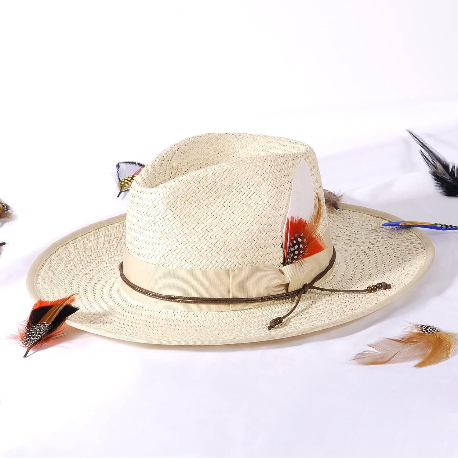 Hat Feathers, 10 Pcs Assorted Natural Feather Packs Accessories for Fedora,  Cowboy, Open Road, Borges, Scott, Trilby Hats (9 Pcs-3)
