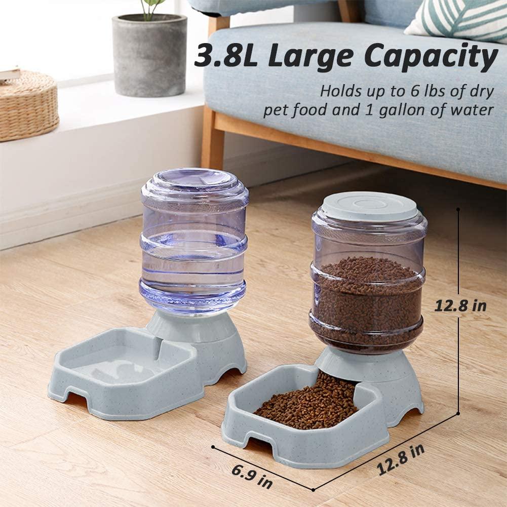 BLUERISE Pet Feeder and Water Food Dispenser Automatic for Dogs Cats, 100%  BPA-Free, Gravity Refill, Easily Clean, Self Feeding for Small Large Pets