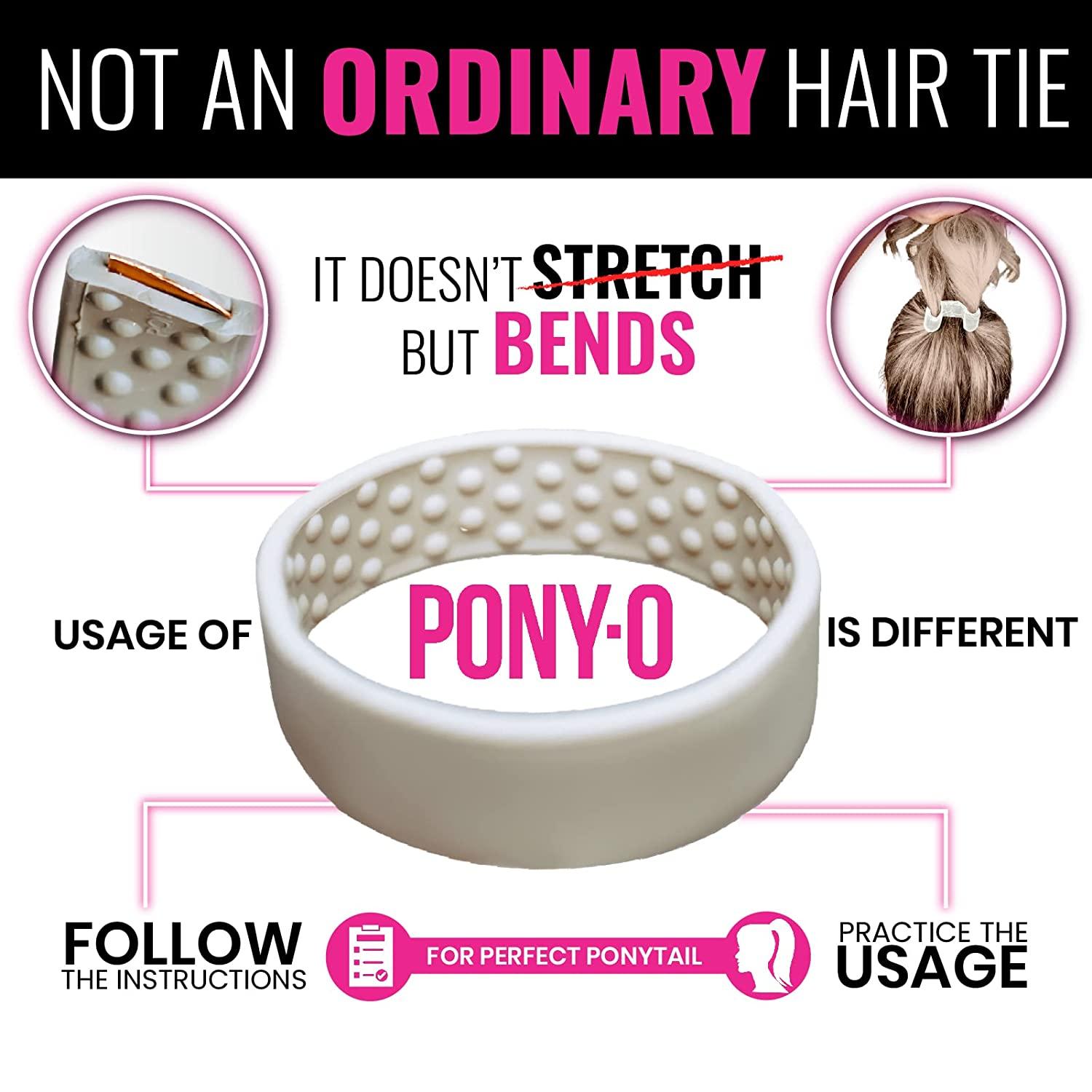 PONY-O 2 Pack Black and Dark Blonde Original Patented Hair Accessory,  Ponytail Holder, Hair Tie Alternative