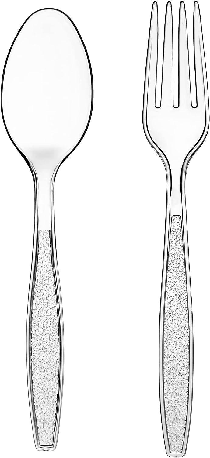 Clear Plastic Cutlery Set - (Bulk Pack 360 Pcs) Disposable Plastic