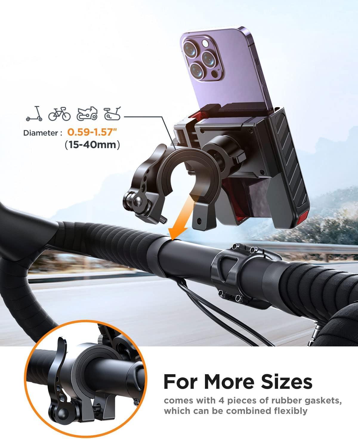 JOYROOM Motorcycle Phone Mount, Bike Phone Holder for Bicycle - 2023 Newest  Security Clamp - One Hand Operation Handlebar Phone Mount for ATV Scooter