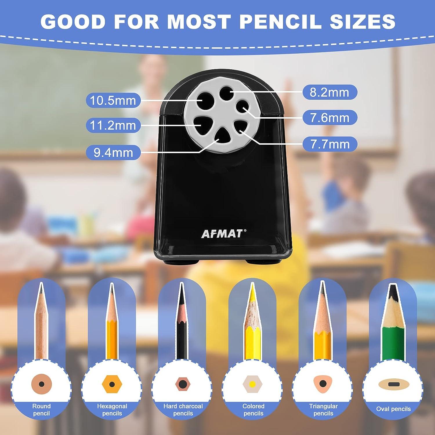 AFMAT Heavy Duty Electric Pencil Sharpener, Classroom Pencil Sharpeners for  6-11mm No.2/Colored Pencils, Pencil Sharpener for Large Pencils, Auto