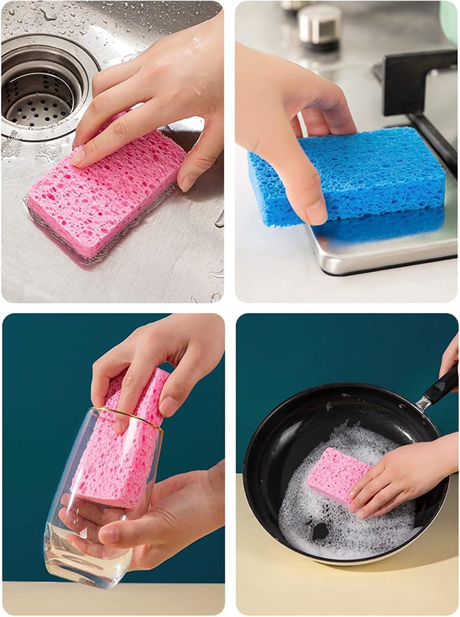 Pink Gradient Cellulose Scrub Sponge Non-Scratch Kitchen Dish Sponges  Reusable Scouring Pad for Washing Dishes and Cleaning Kitchen 3 Packs