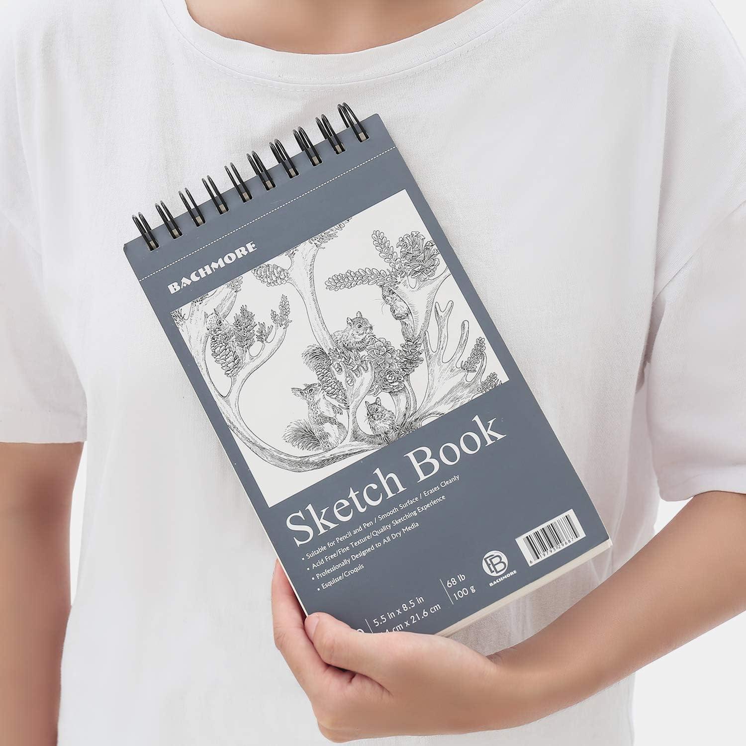 Bachmore Sketchpad 5.5X8.5 Inch (68lb/100g), 100 Sheets of Spiral Bound  Sketch Book for Artist Pro & Amateurs