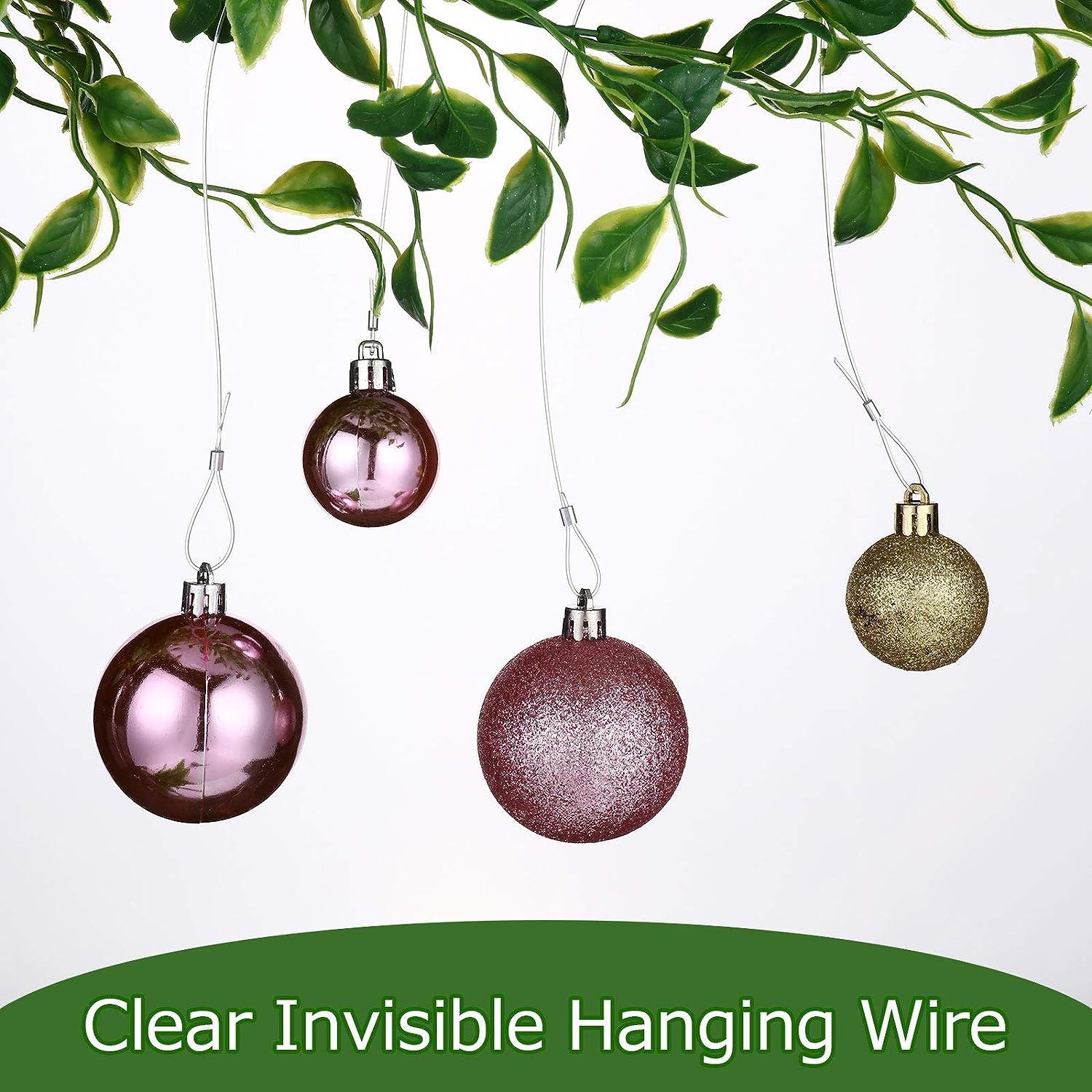 Invisible Hanging Wire Supports Up to 60lbs,98Feet(30M) Clear Picture Wire with 40pcs Aluminum Crimping Sleeves,Strong Nylon Wire for Hanging Picture