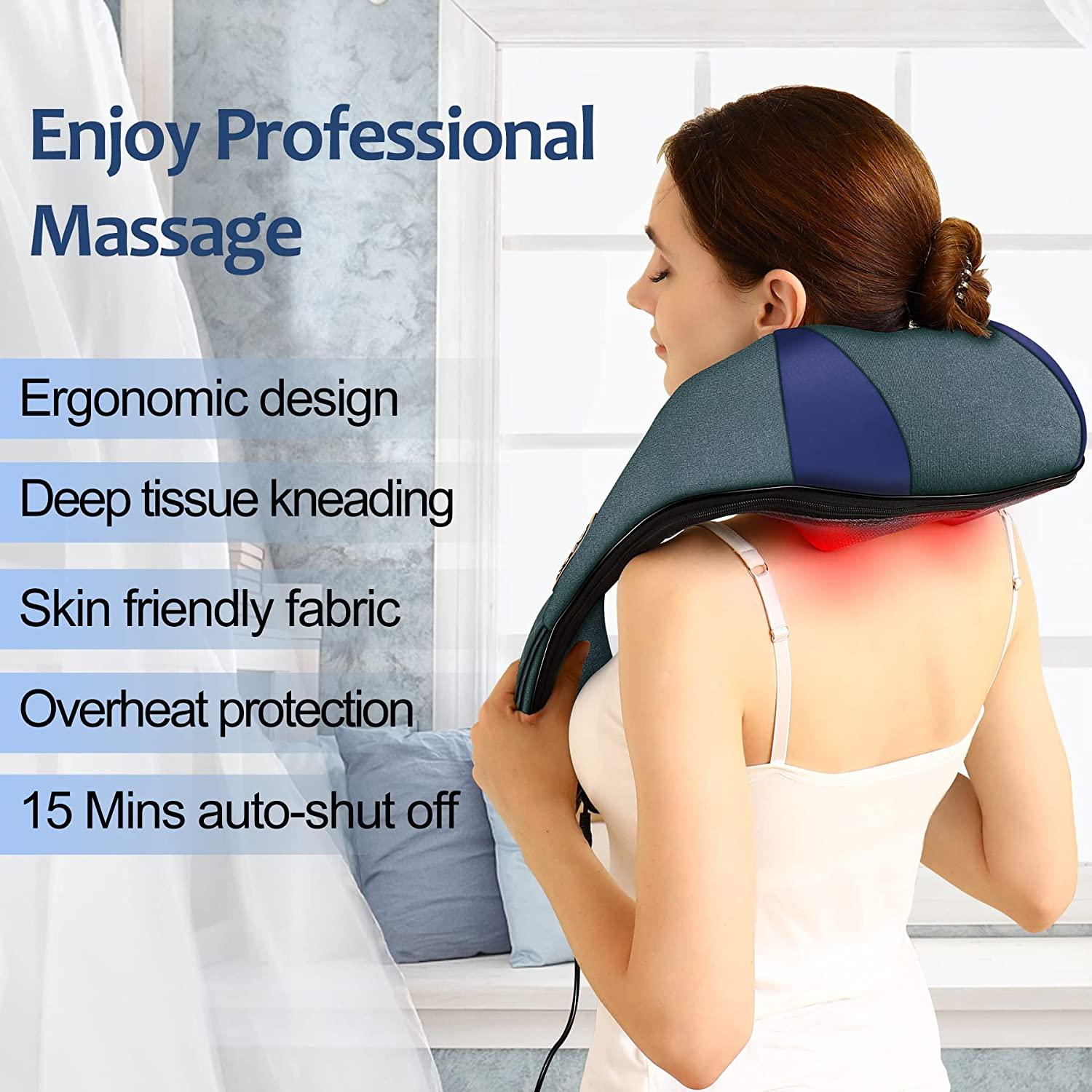 Shiatsu Neck and Back Massager with Heat, Massagers for Neck and Back,  Massage Pillow for Lower Back,Neck,Shoulder,Legs,Foot,Body Muscle Pain  Relief