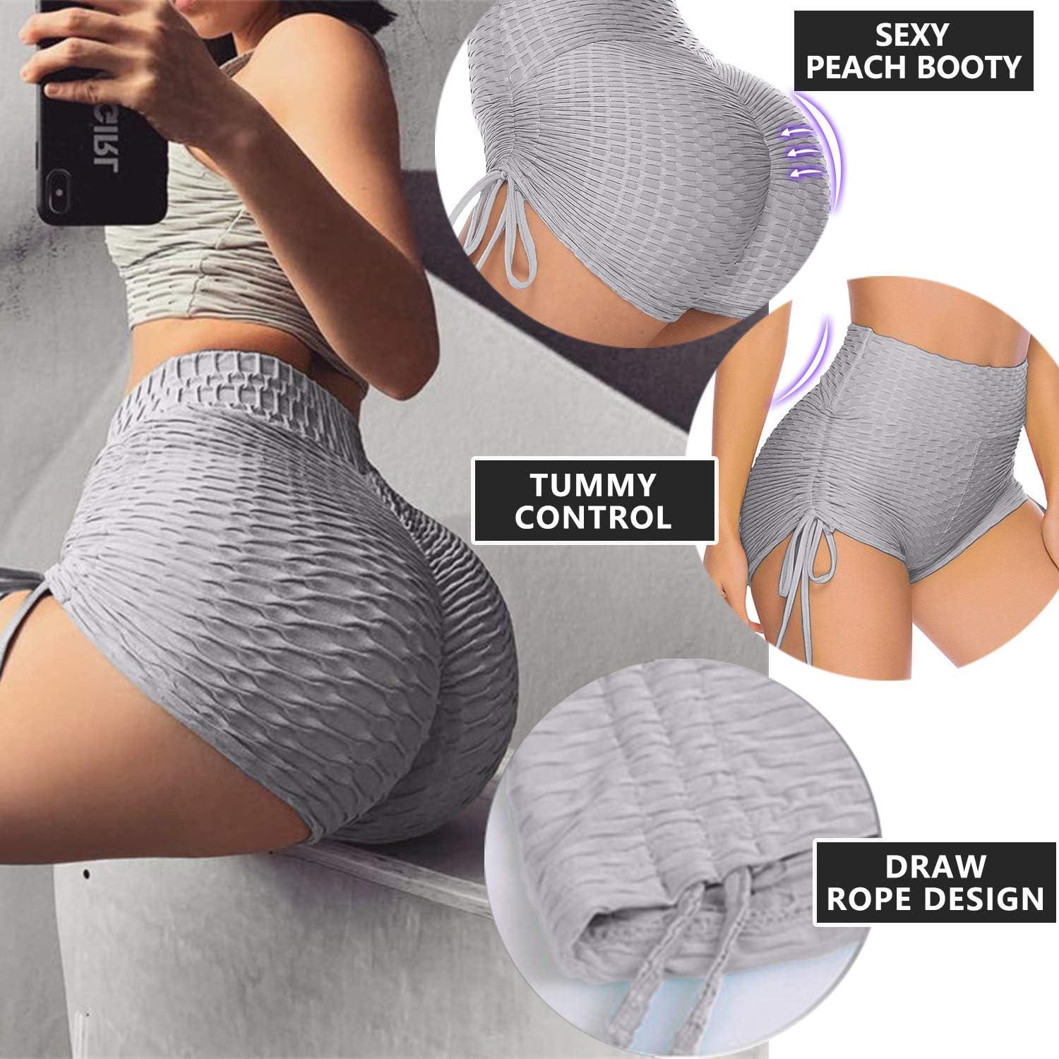 Women's Workout Gym Yoga Shorts High Waist Ruched Butt Lifting Booty Shorts  Tummy Control Leggings Running Hot Pants : : Clothing, Shoes 