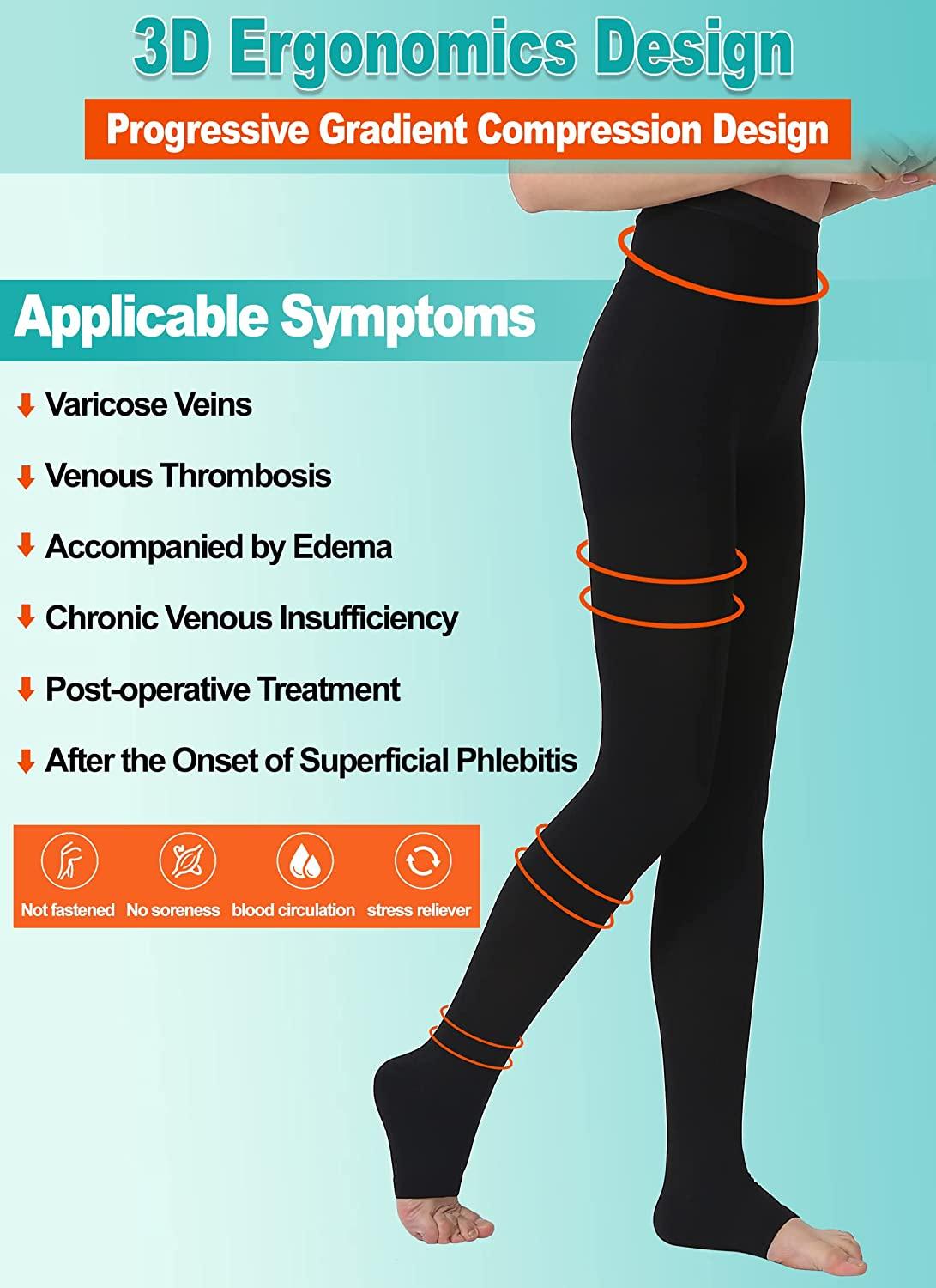 Medical Compression Leggings for Women 20-30 mmhg Compression Pantyhose,  Medical Compression Tights for Varicose Veins, Swelling,  Lymphedema(Black(Footless)_M) Medium (Footless)black 1