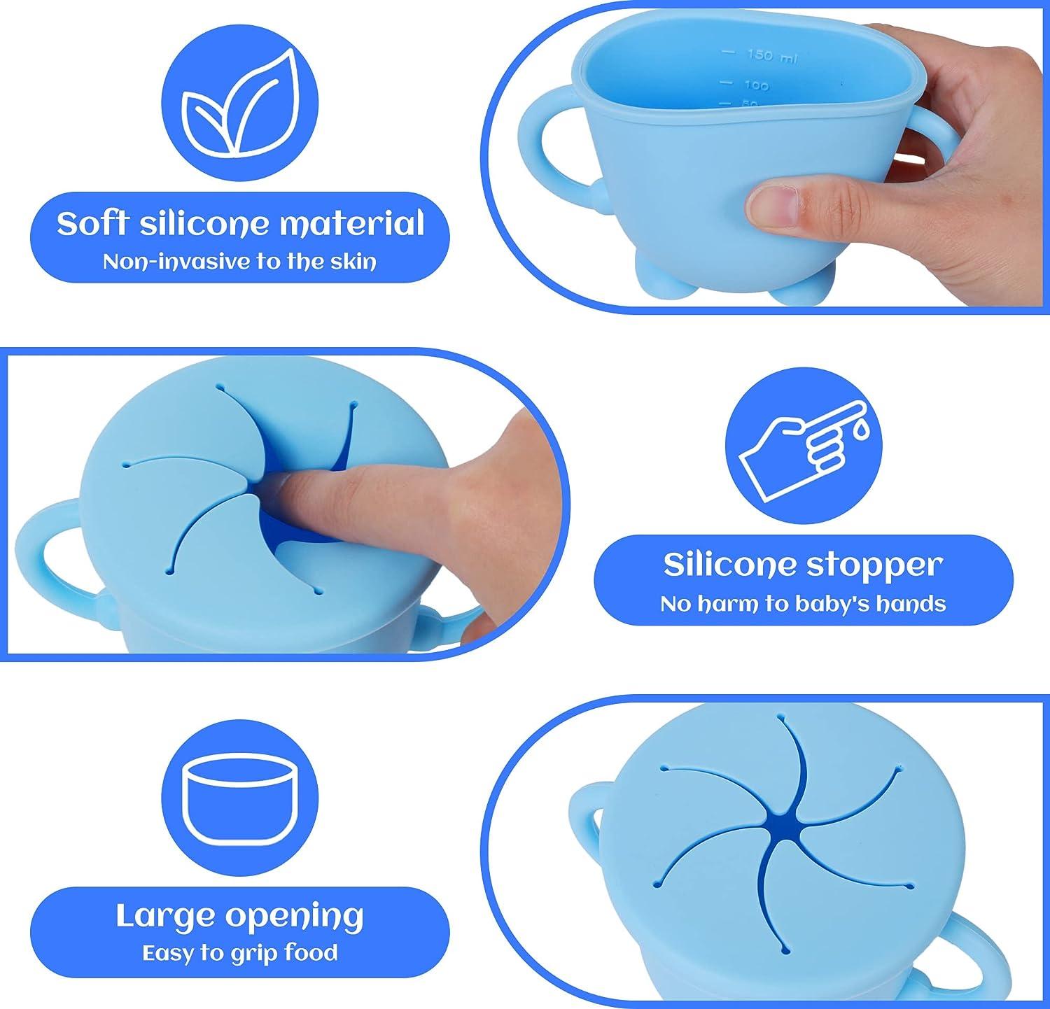 LUOWAN Sippy Cups for Baby 6 months Silicone Baby Straw Cup Spill Proof  Toddler Snack Cup with 2 Handles 8OZ Blue