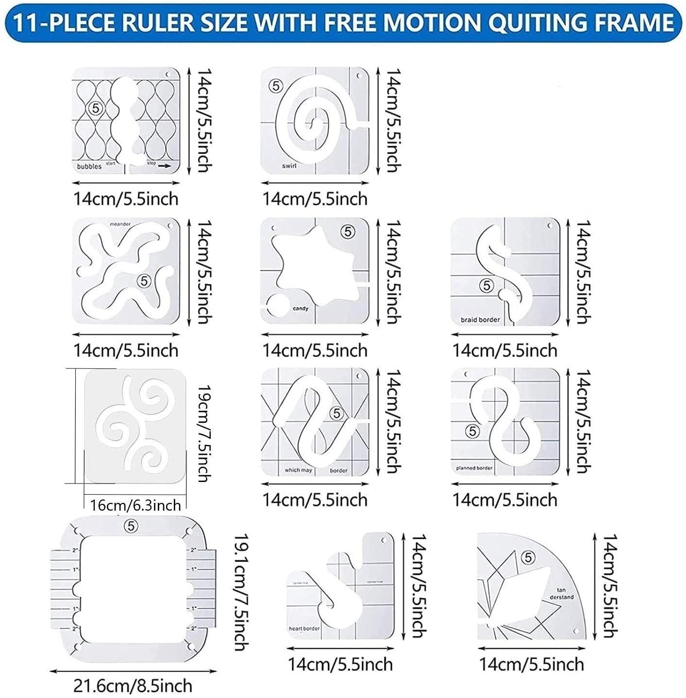 Free Motion Quilting Template Series 5 with Quilting Frame for