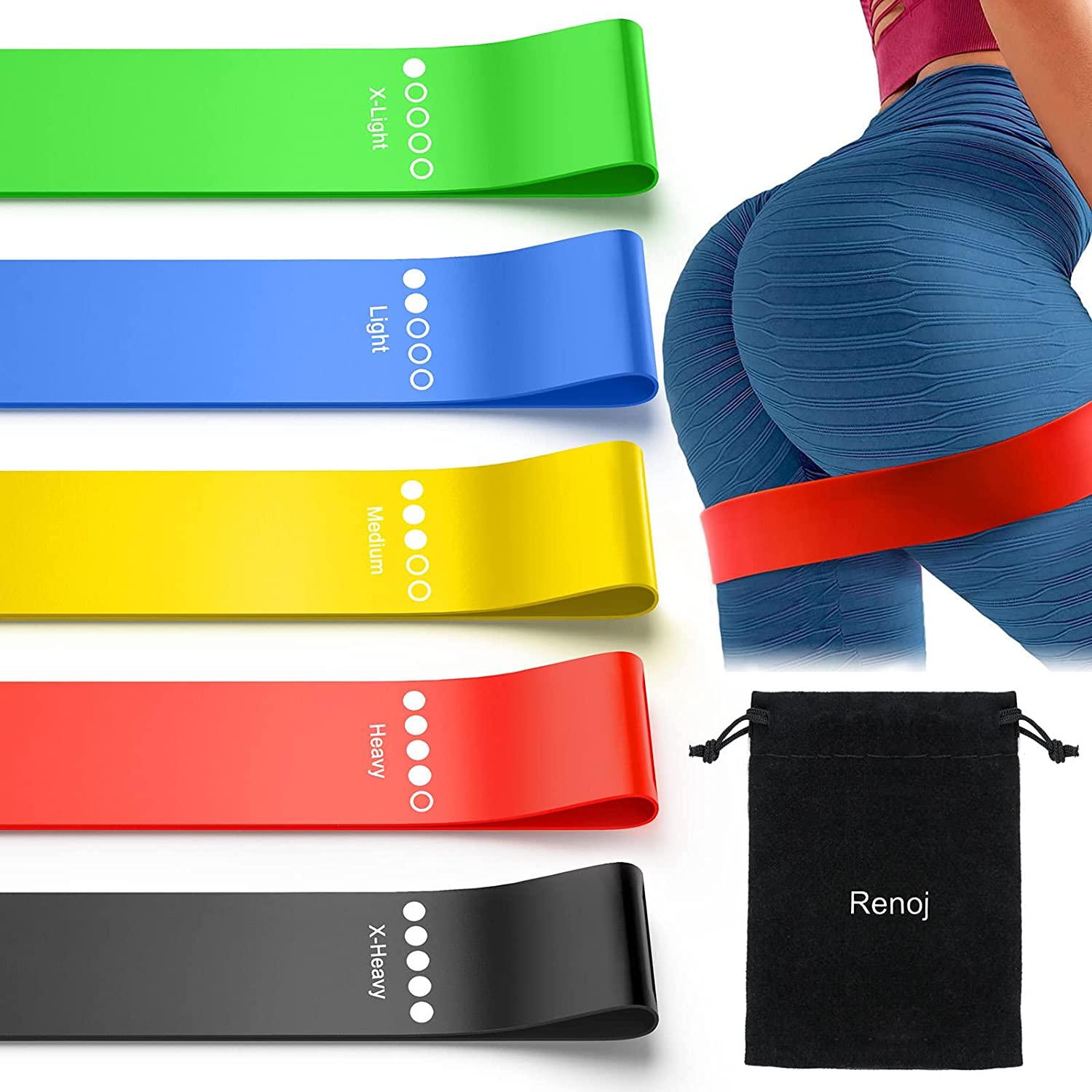 Resistance Bands, Exercise Workout Bands for Women and Men, 5 Set of  Stretch Bands for Booty Legs, Pilates Flexbands
