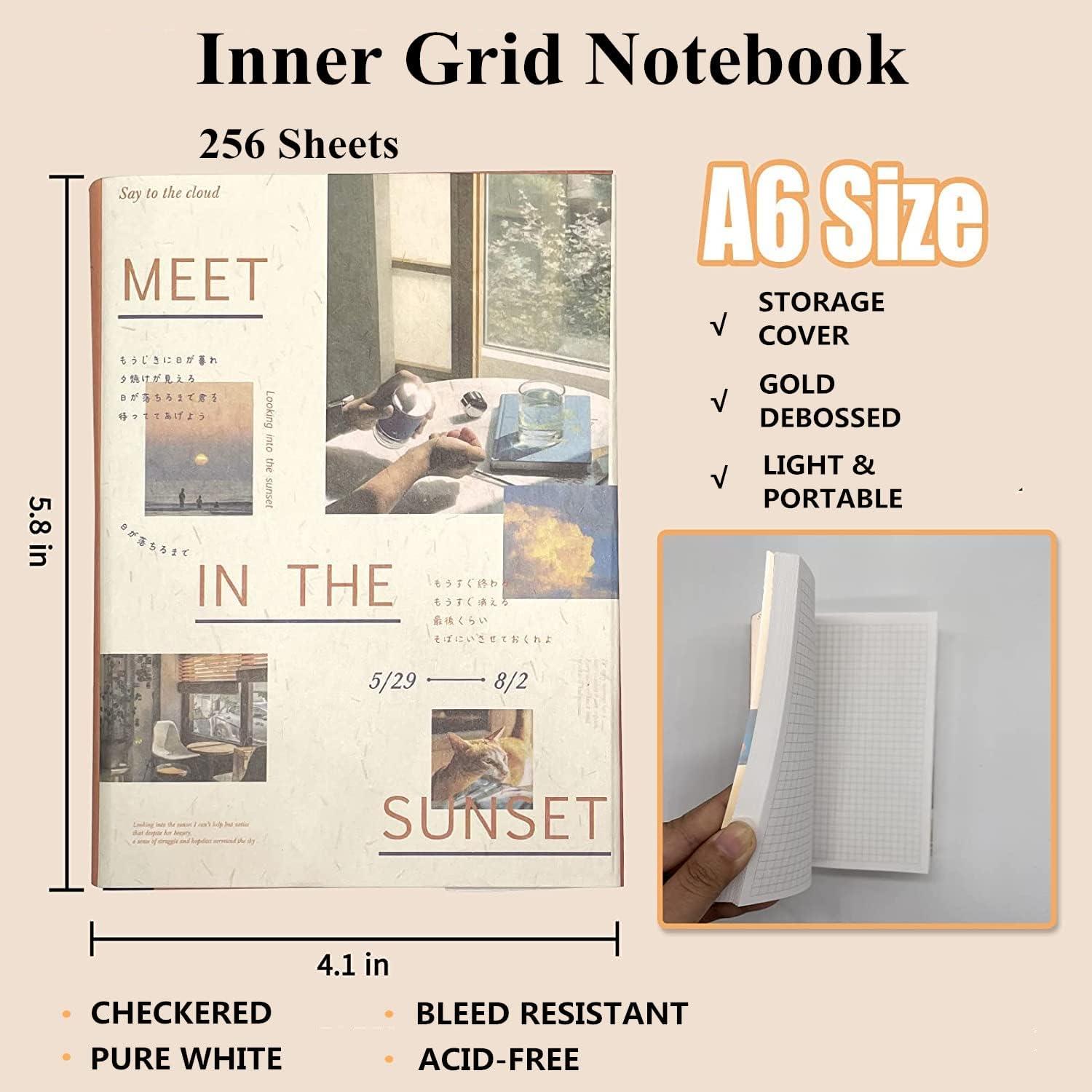 Aesthetic Scrapbook Supplies Kit, Bullet Junk Journal Kit with Journaling/Scrapbooking  Supplies, A6 Grid Notebook with
