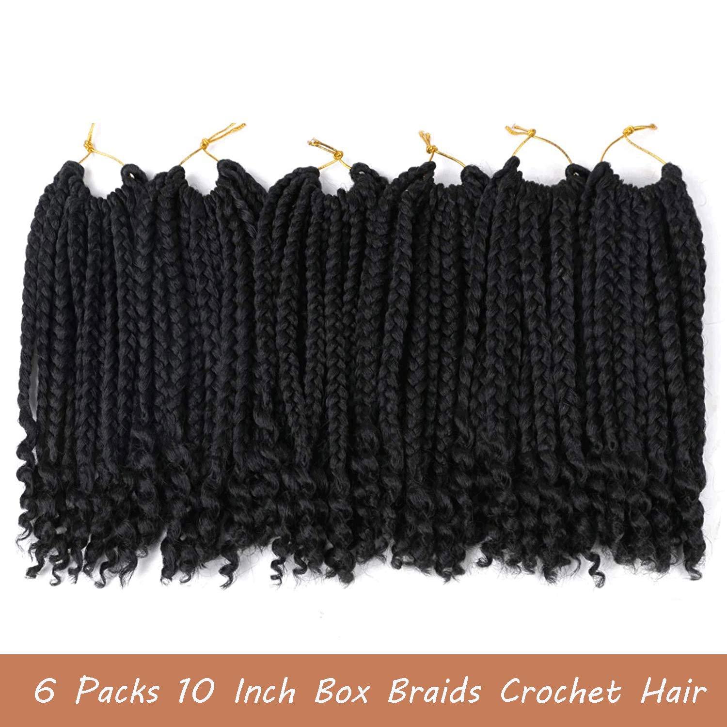 6 Packs Crochet Box Braids Curly Ends 10 Inch Crochet Braids Bohemian Box  Braids