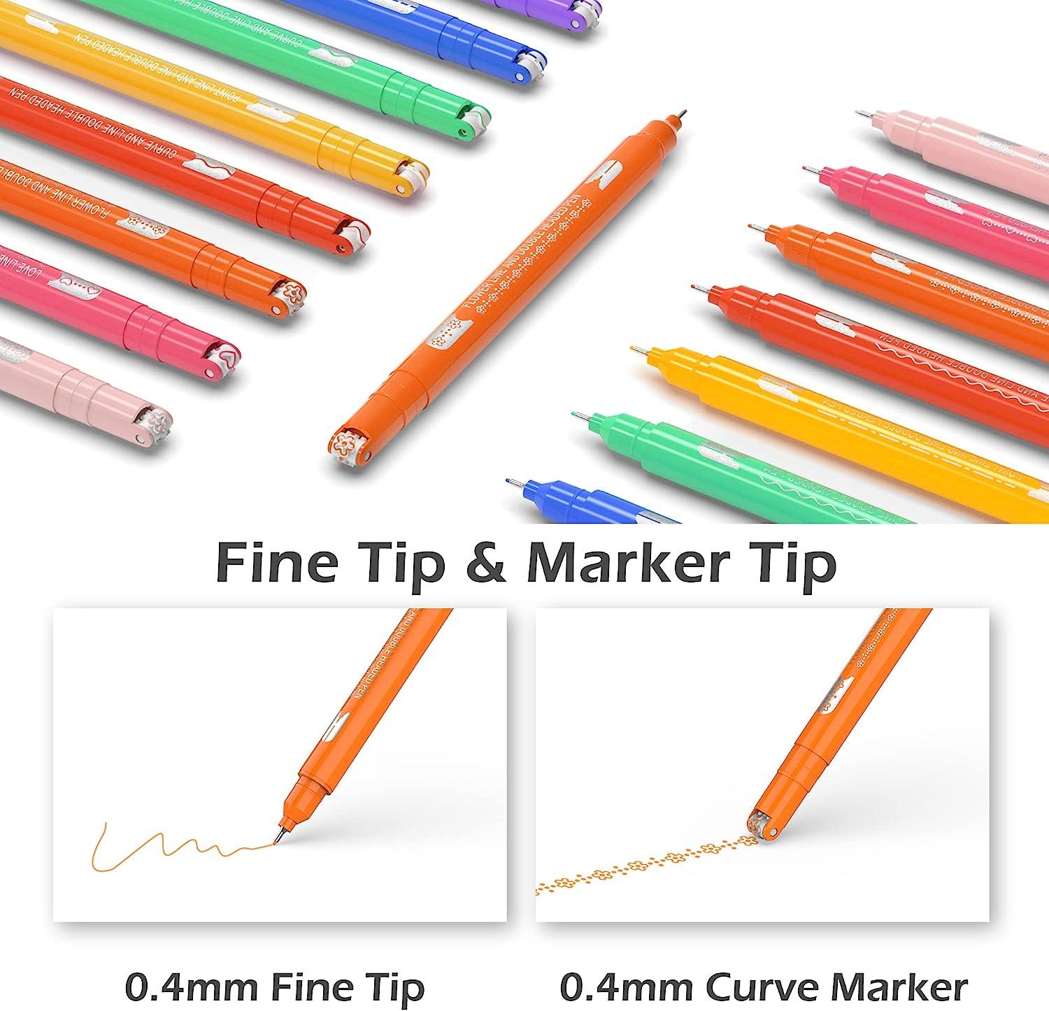 12Pcs Colored Pens Curve Line Planner Markers Journaling Pen with