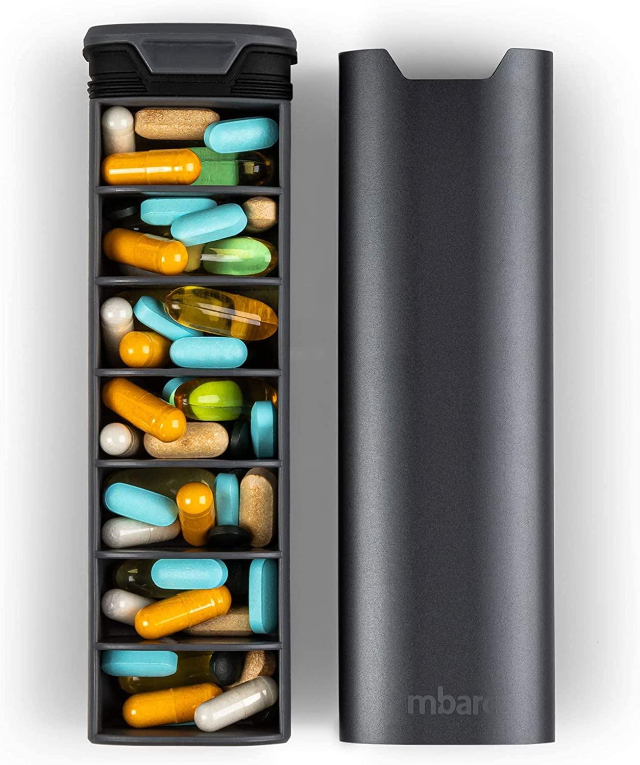 mbarc XL 7 Day Weekly Pill Organizer – Extra Large Capacity Pill Box -  Premium Pillcase (XL, Matte Blue)