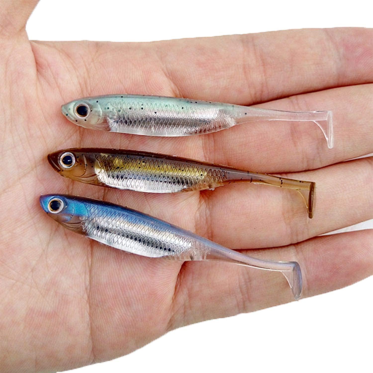 QualyQualy Soft Plastic Swimbait Paddle Tail Shad Lure 6 PCS + 10 PCS Under  Spinner Jig Heads