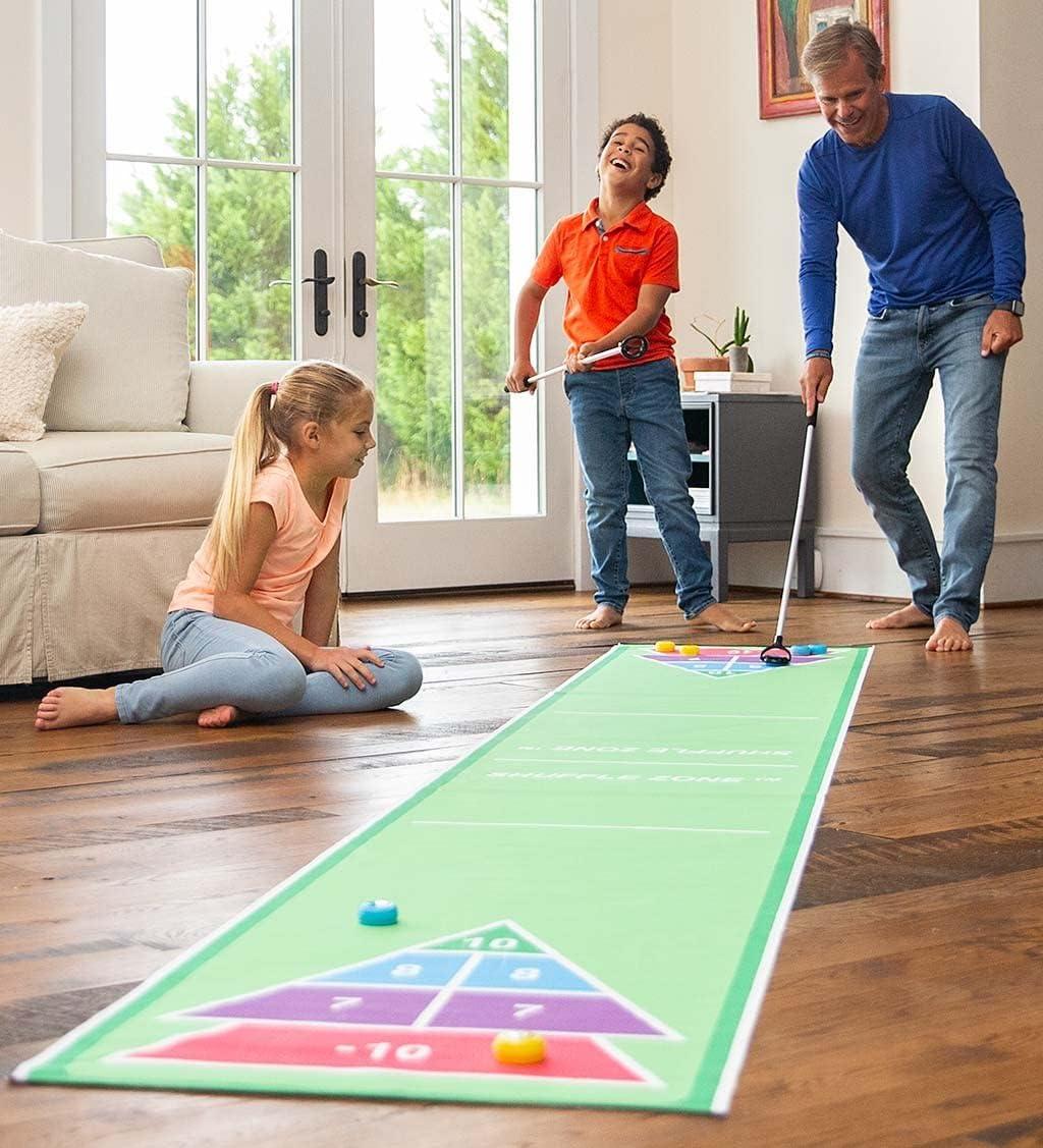 Shuffle Zone Play Carpet Indoor Outdoor Shuffleboard Game for Kids 2