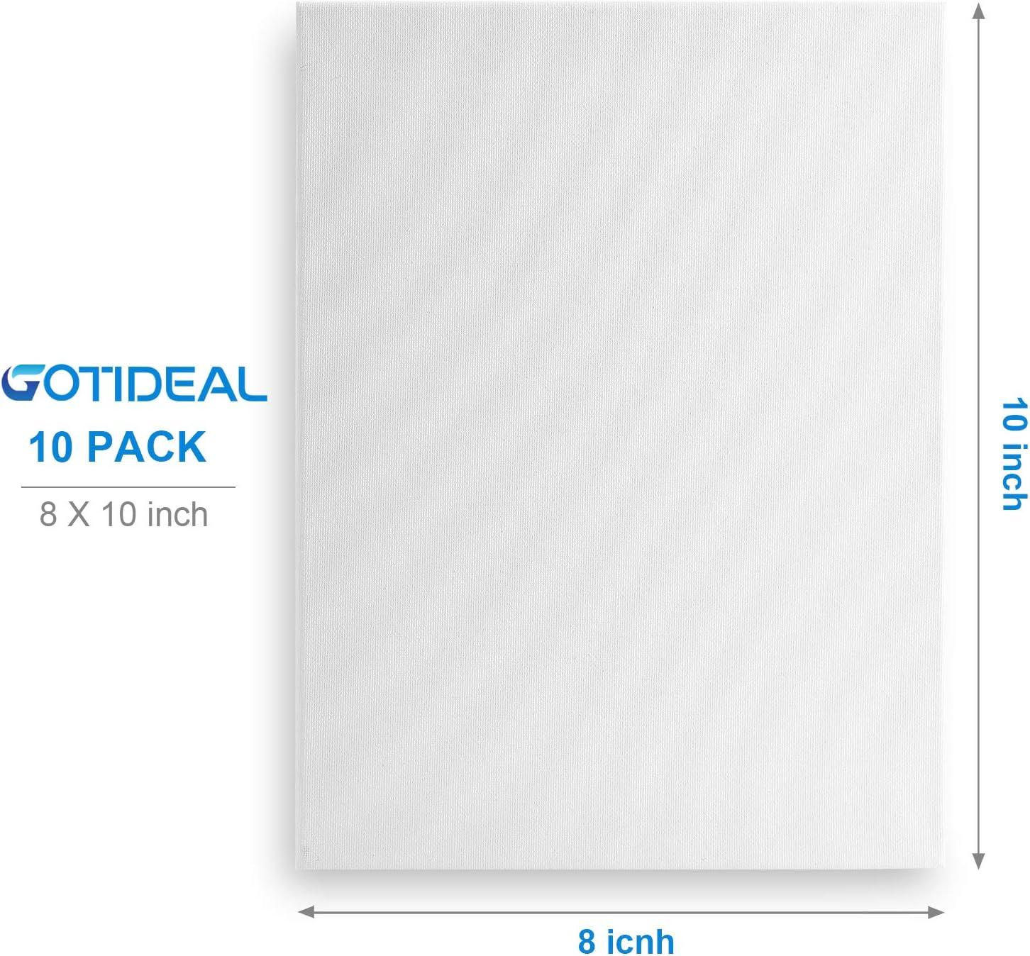 Canvas Boards for Painting 11x14, Pre Stretched Canvas Blank White Value  Pack of 8 Primed Canvases Panels 5/8 Thick 100% Cotton for Acrylics Oil  Painting with 10pcs Brushes for Adults Kids 