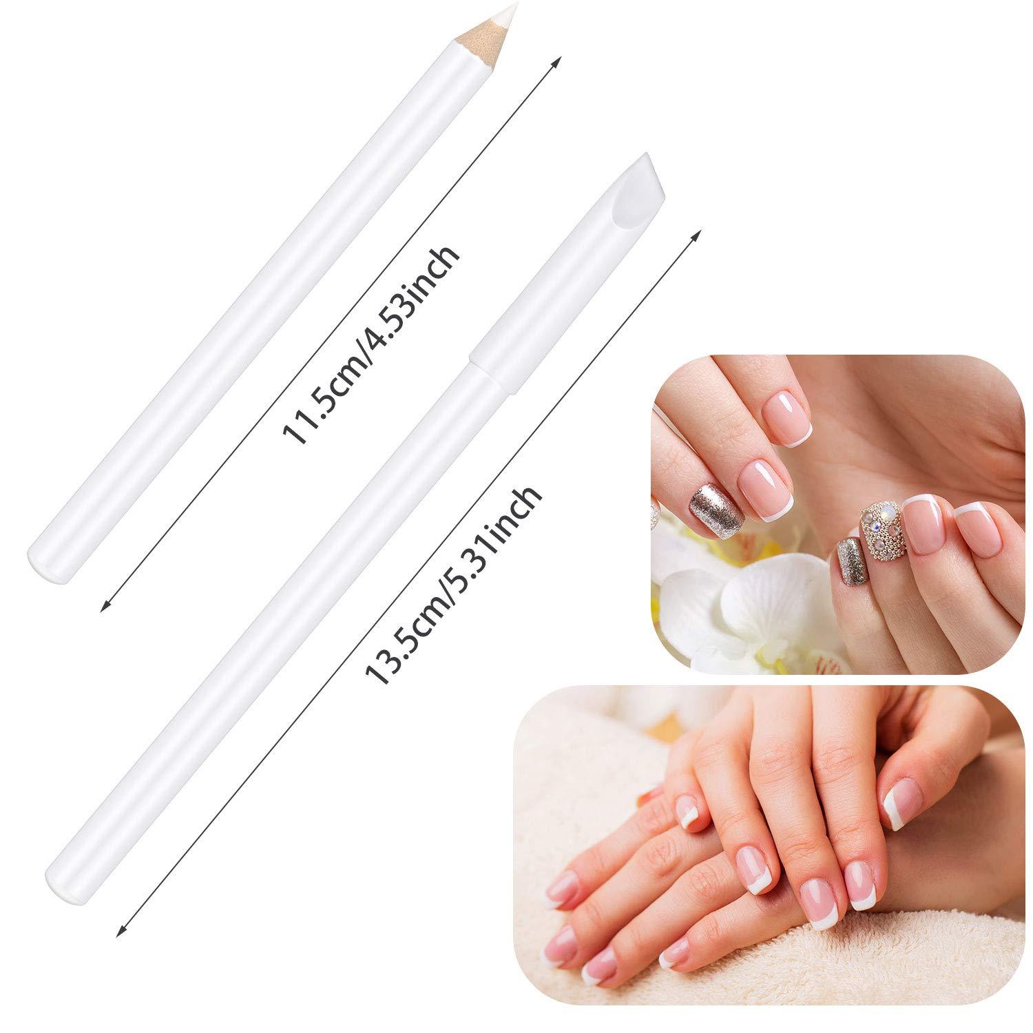 PAGOW 5 Pieces White Nail Pencils 2-In-1 Nail Whitening Pencils with  Cuticle Pusher for DIY French Art Manicure Supplies, Perfect Nail Art  Decoration