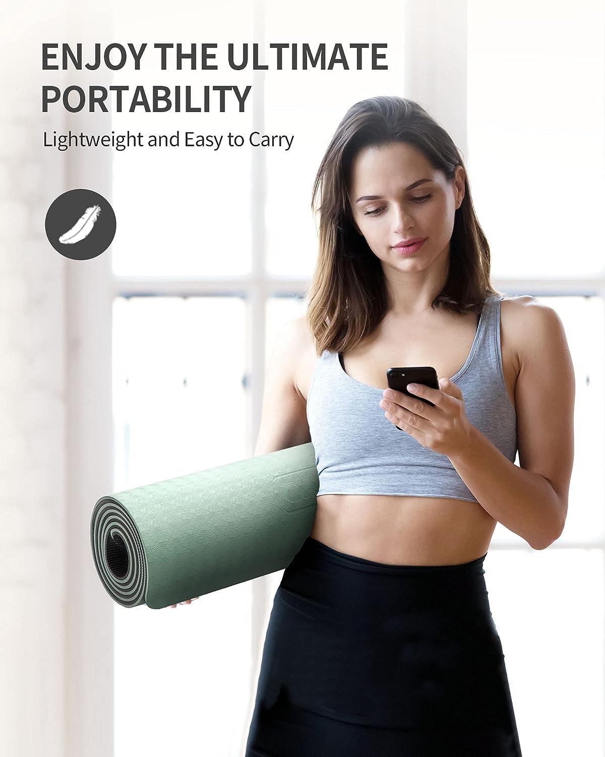 CAMBIVO Extra Thick Yoga Mat for Women Men Kids, Professional TPE Yoga Mats,  Workout Mat with Carrying Strap for Yoga, Pilates and Floor Exercises Mint  Green+Gray 72*24*0.24 inch