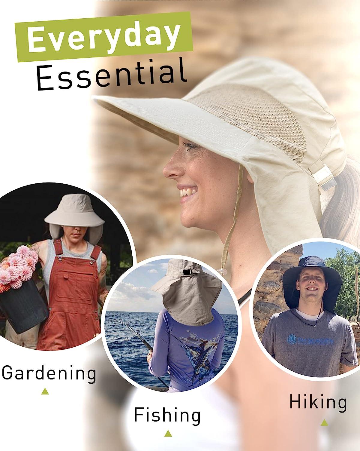  Sun Hats for Women Hiking Fishing Hat Wide Brim Hat with Large  Neck Flap Sun Protection Hats for Men and Women Beige : Sports & Outdoors