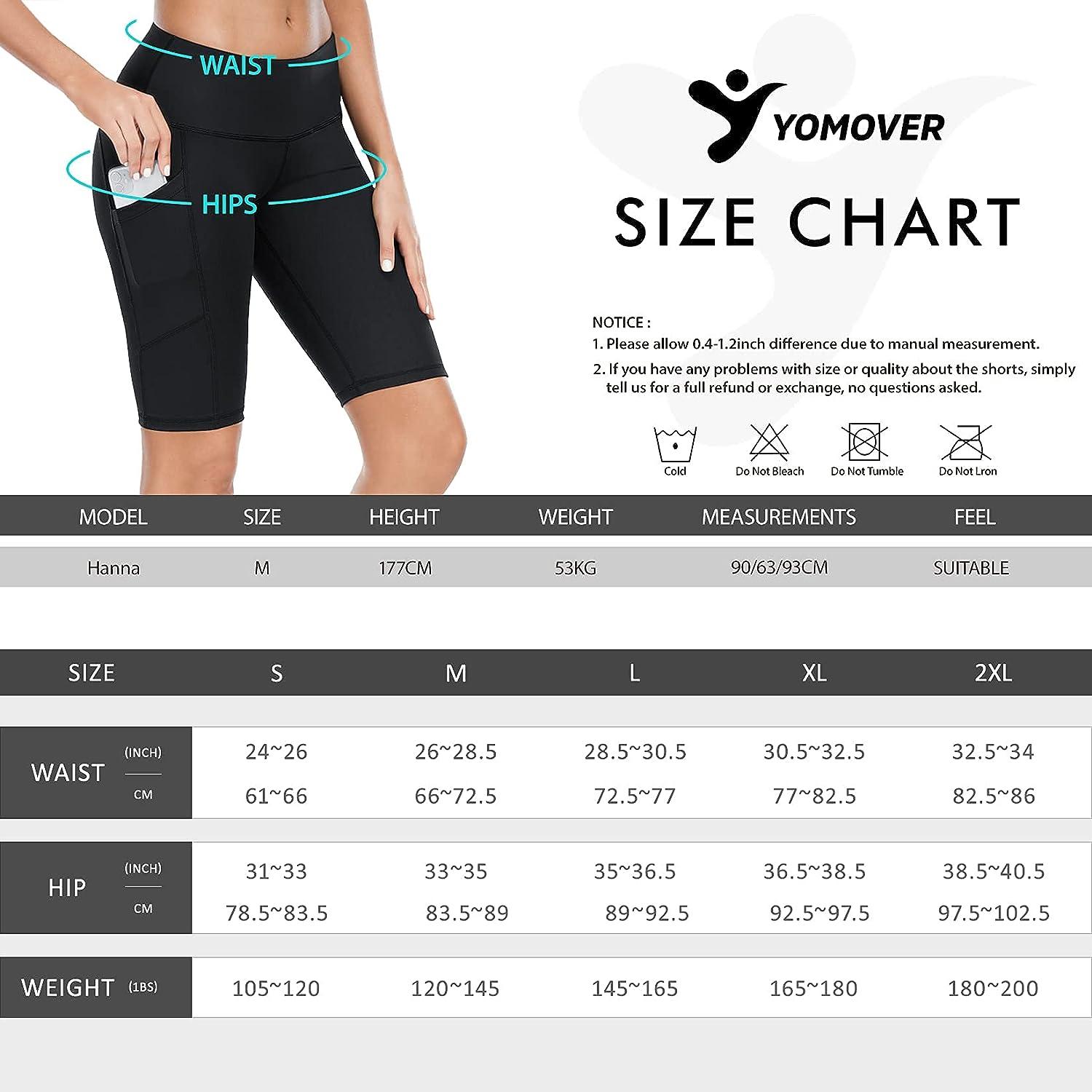 YOMOVER Workout Shorts for Women High Waisted 10inch Knee Length Long Athletic  Yoga Shorts with 3 Pockets Black & Gray X-Large