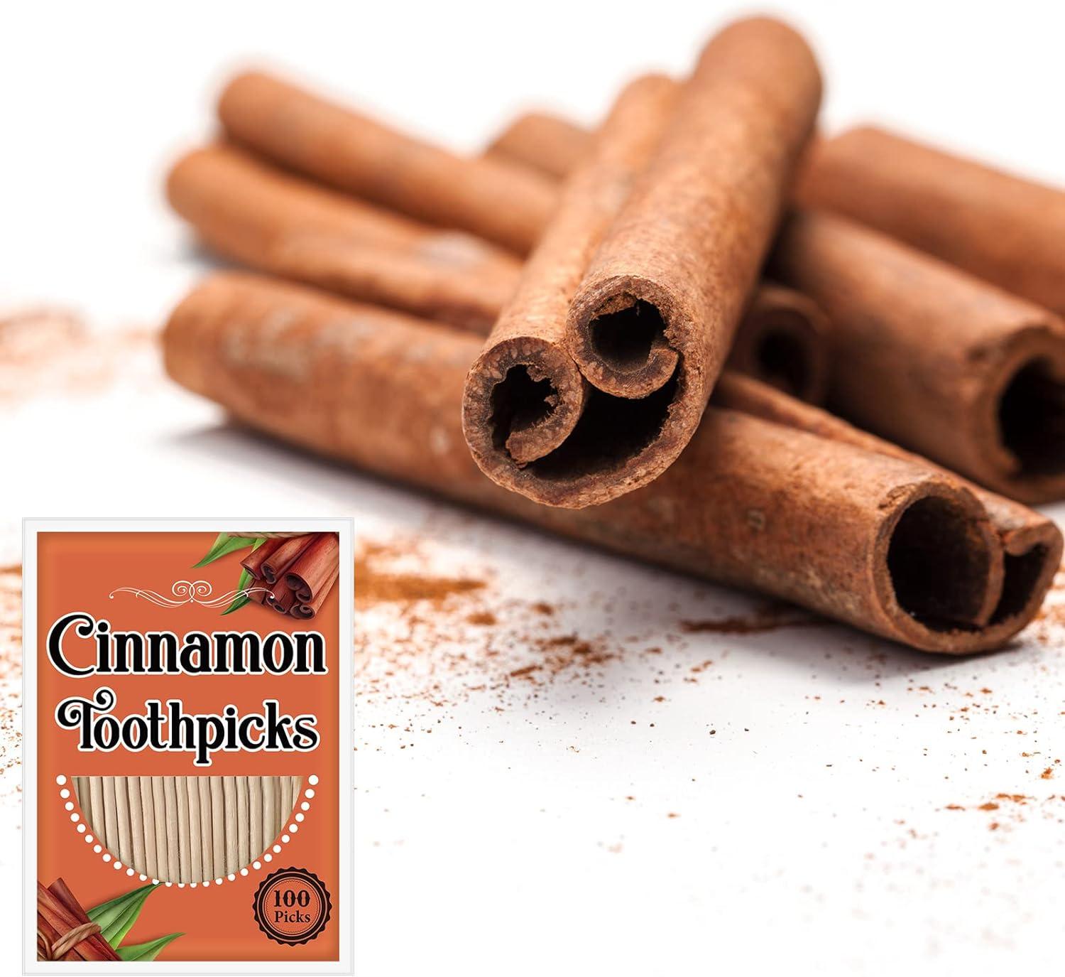 600 Picks Cinnamon Flavored Toothpicks Bulk Cinnamon Toothpicks for Adults  Oral Hygiene Teeth Dental Care, Cinnamon Flavor, 6 Pack