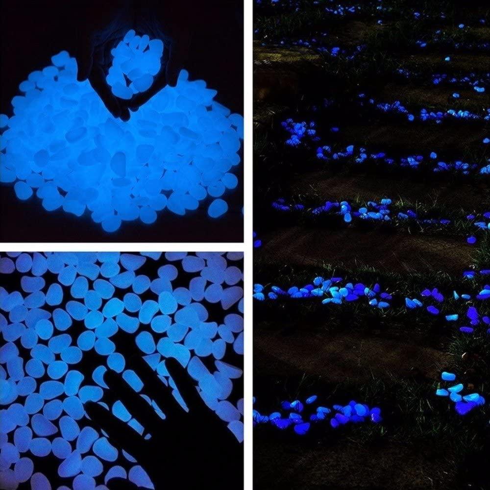 Oubest Fish Tank Rocks Glow Blue/Glow in the Dark Pebbles for