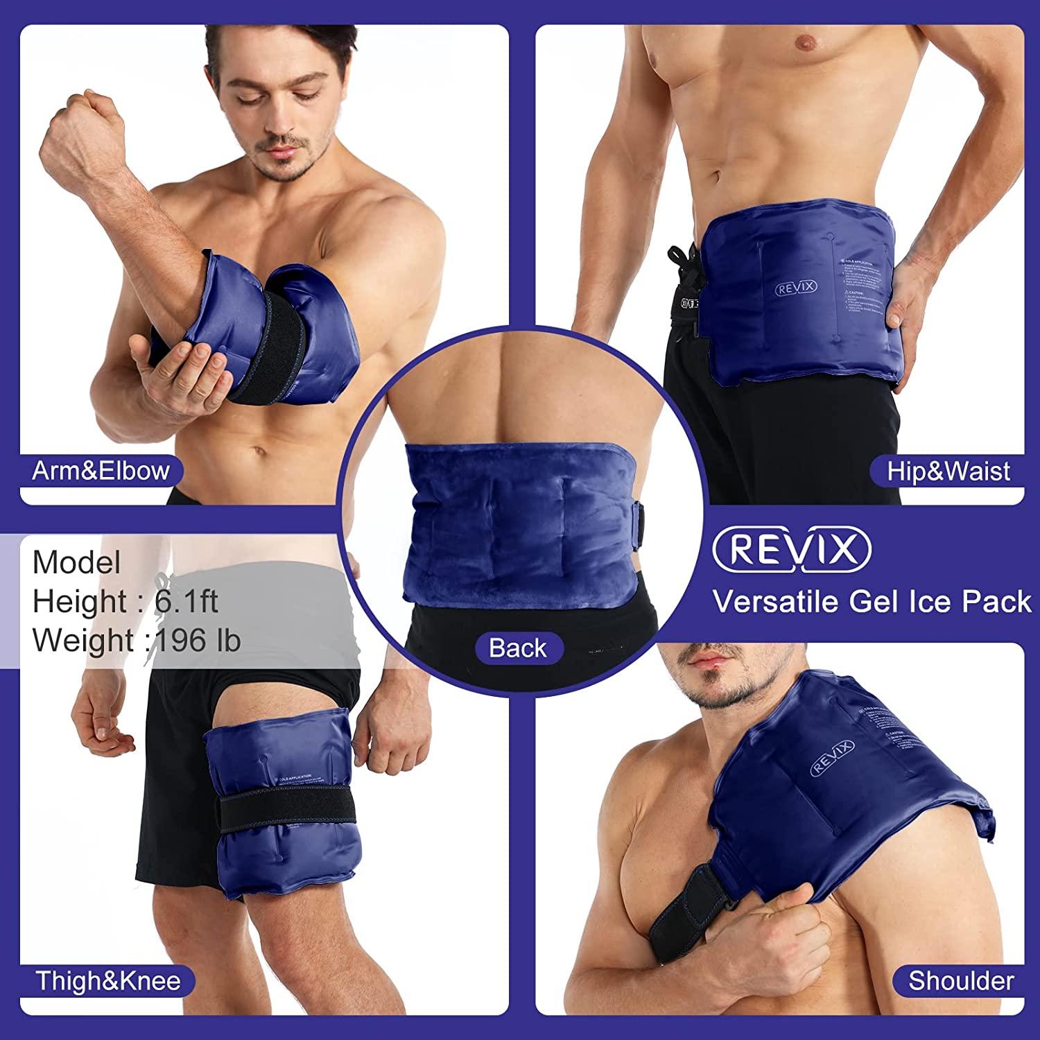 REVIX Ice Pack for Injuries Reusable Gel for Lower Back Pain Relief, Cold  Packs for Back Shoulder, Hip, Wrap Around Entire Knee, Cold Compress Reduce  Swelling, Bruises,16x9'' Navy standard